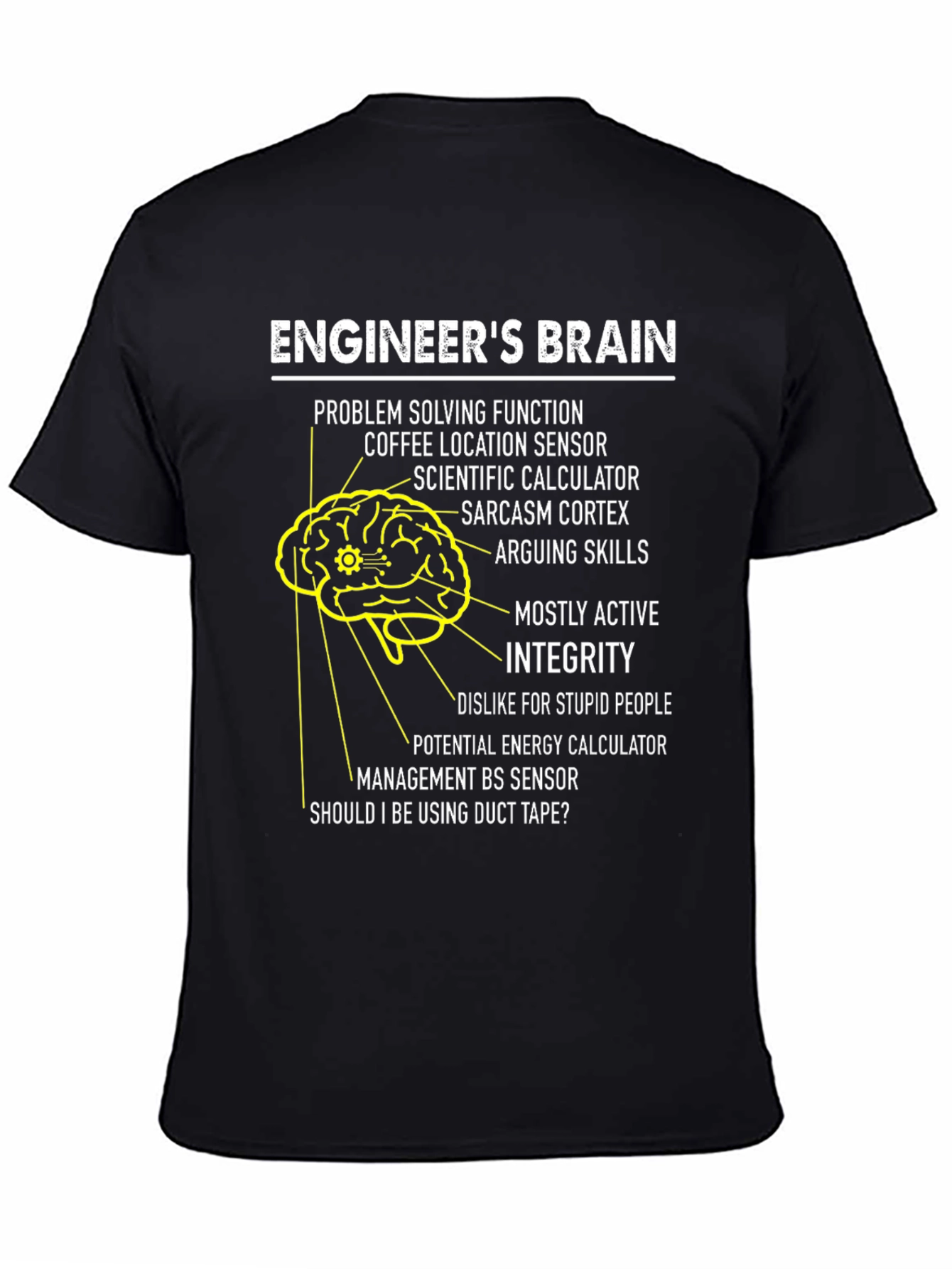 Black Engineer's Brain T-Shirt: Problem Solving Humor view 4