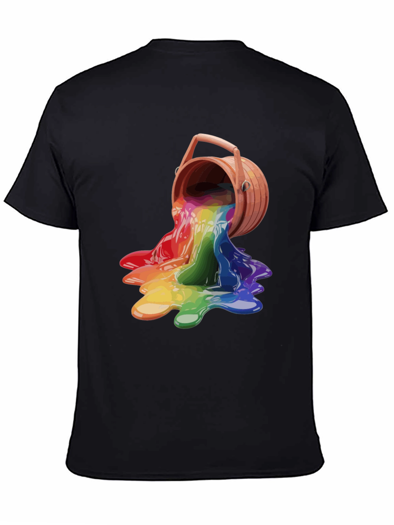 Black Rainbow Paint Bucket Graphic Tee - Casual Cool view 4