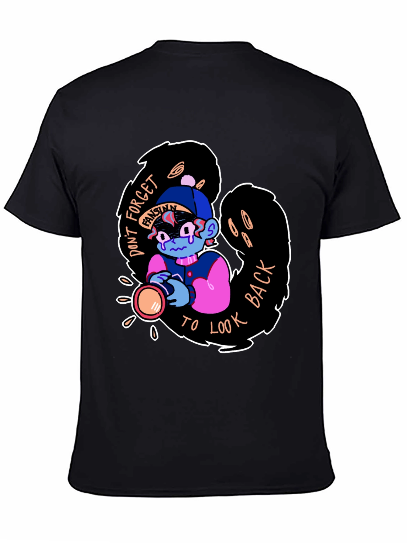 Black Don't Forget to Look Back Black Graphic Tee view 4