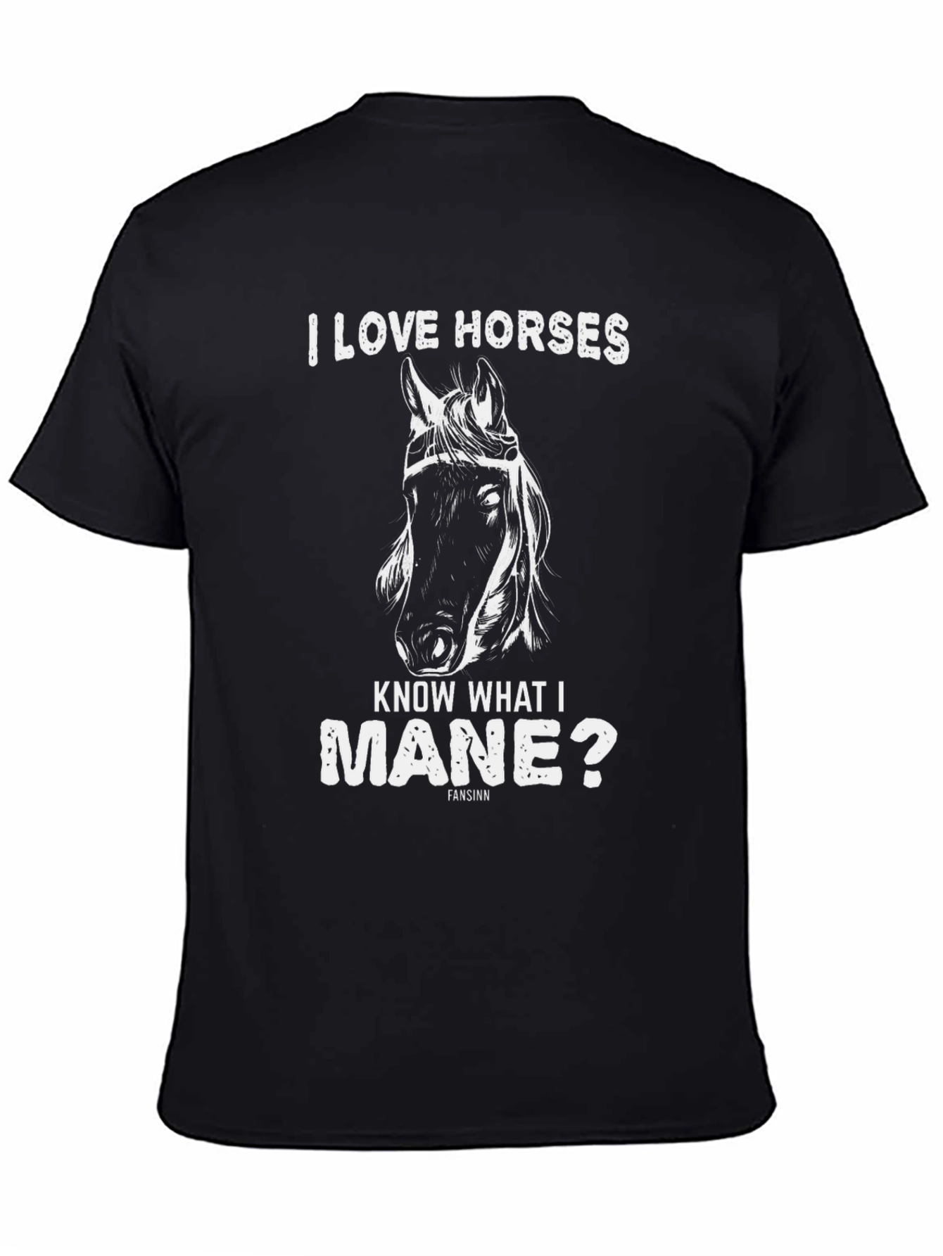 Black I Love Horses T-Shirt, Funny Horse Pun Tee view 4