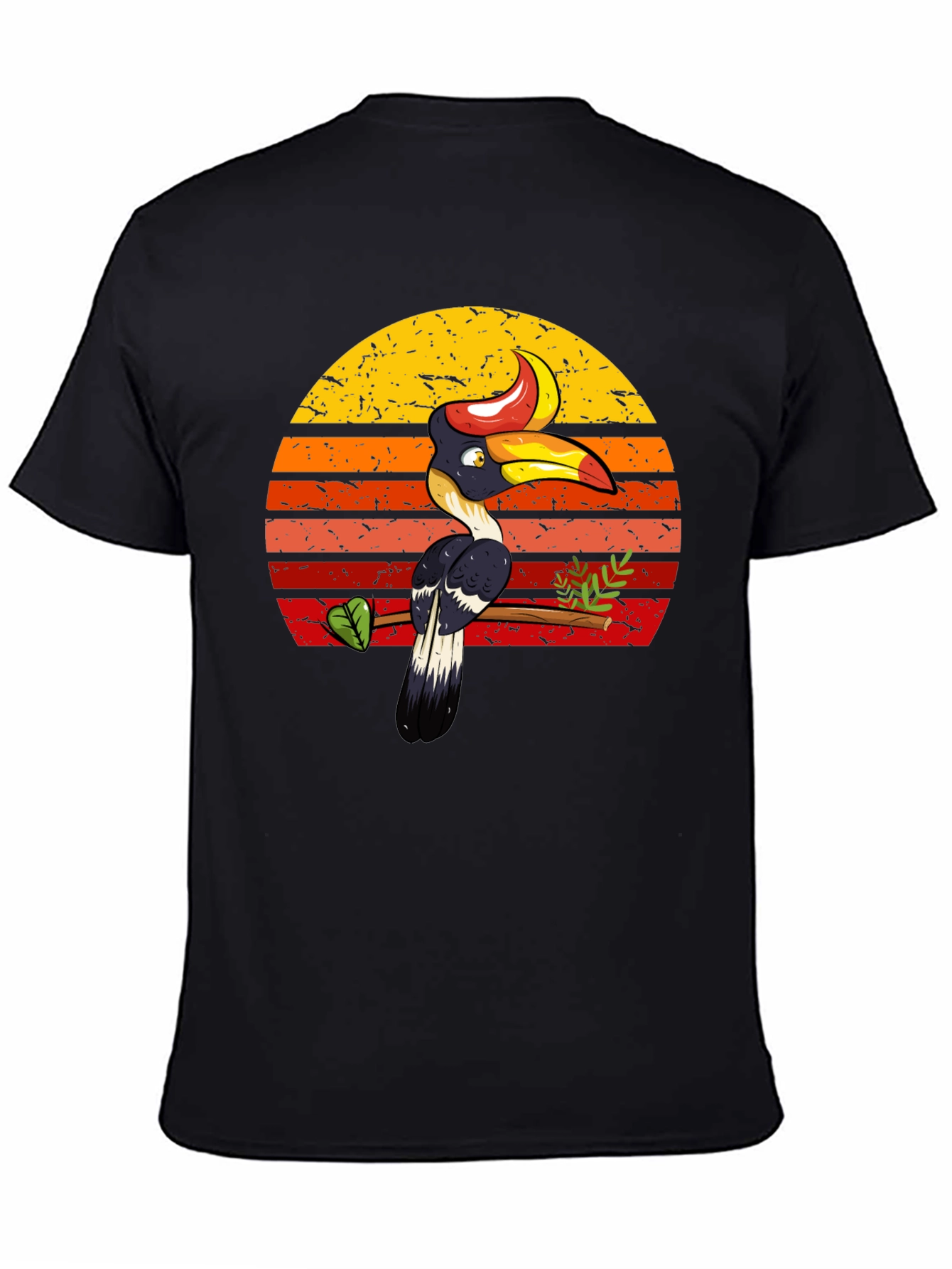 Black Tropical Toucan Sunset Graphic Tee - Unique Design view 4