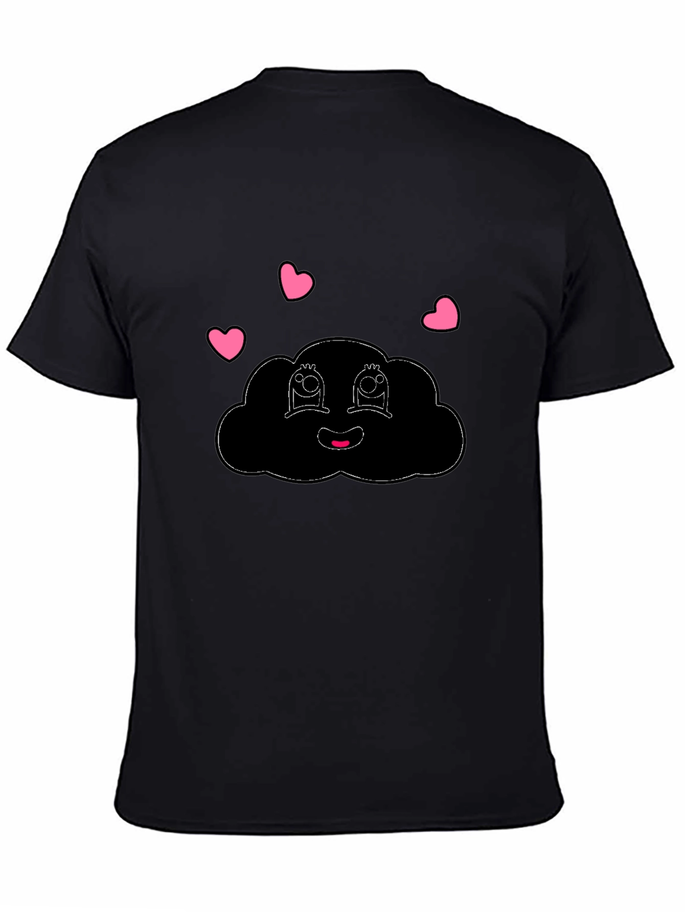 Black Cute Cloud Graphic Black T-Shirt view 4