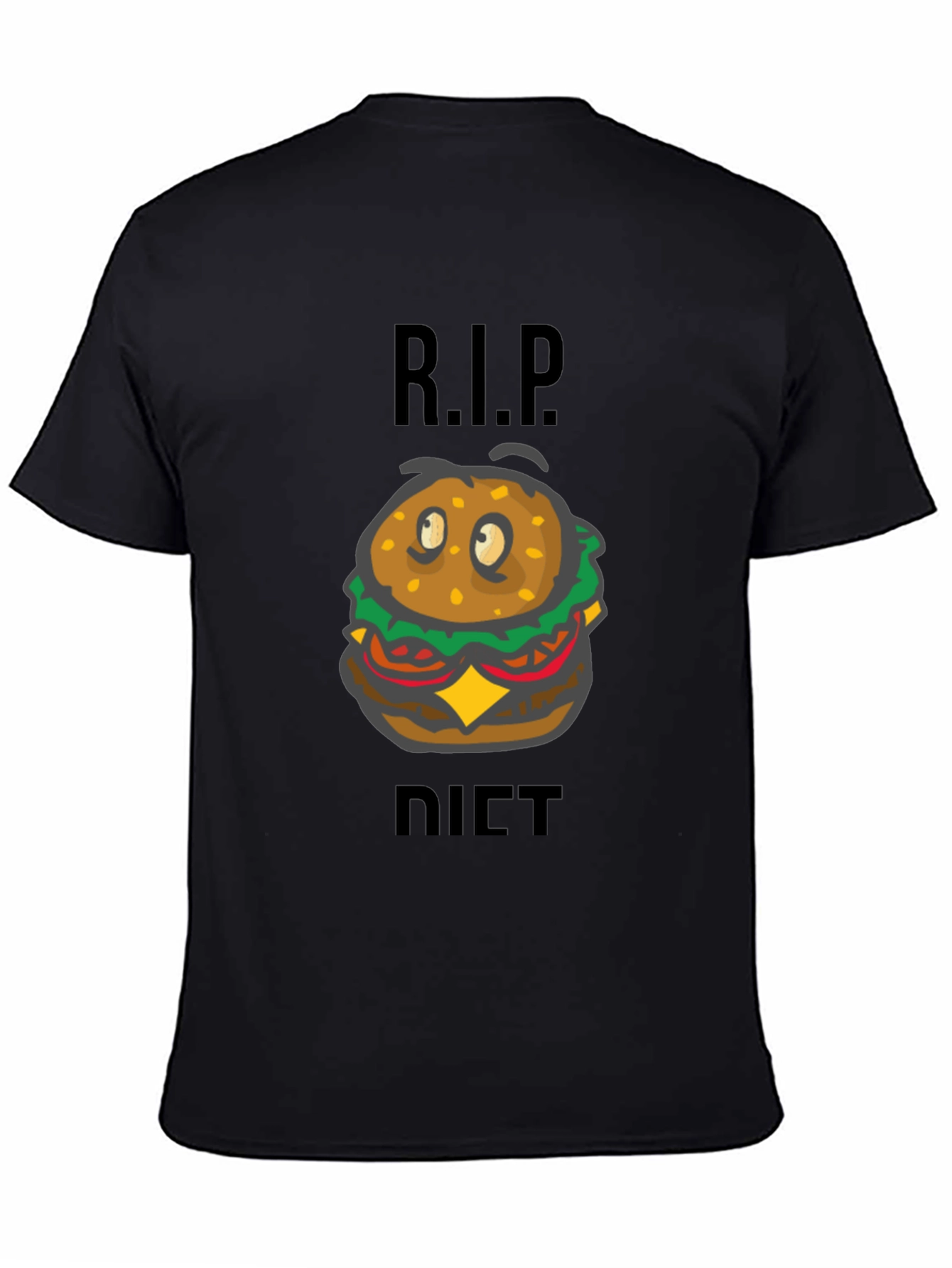 Black R.I.P. Diet Cartoon Burger Graphic Tee - Black view 4