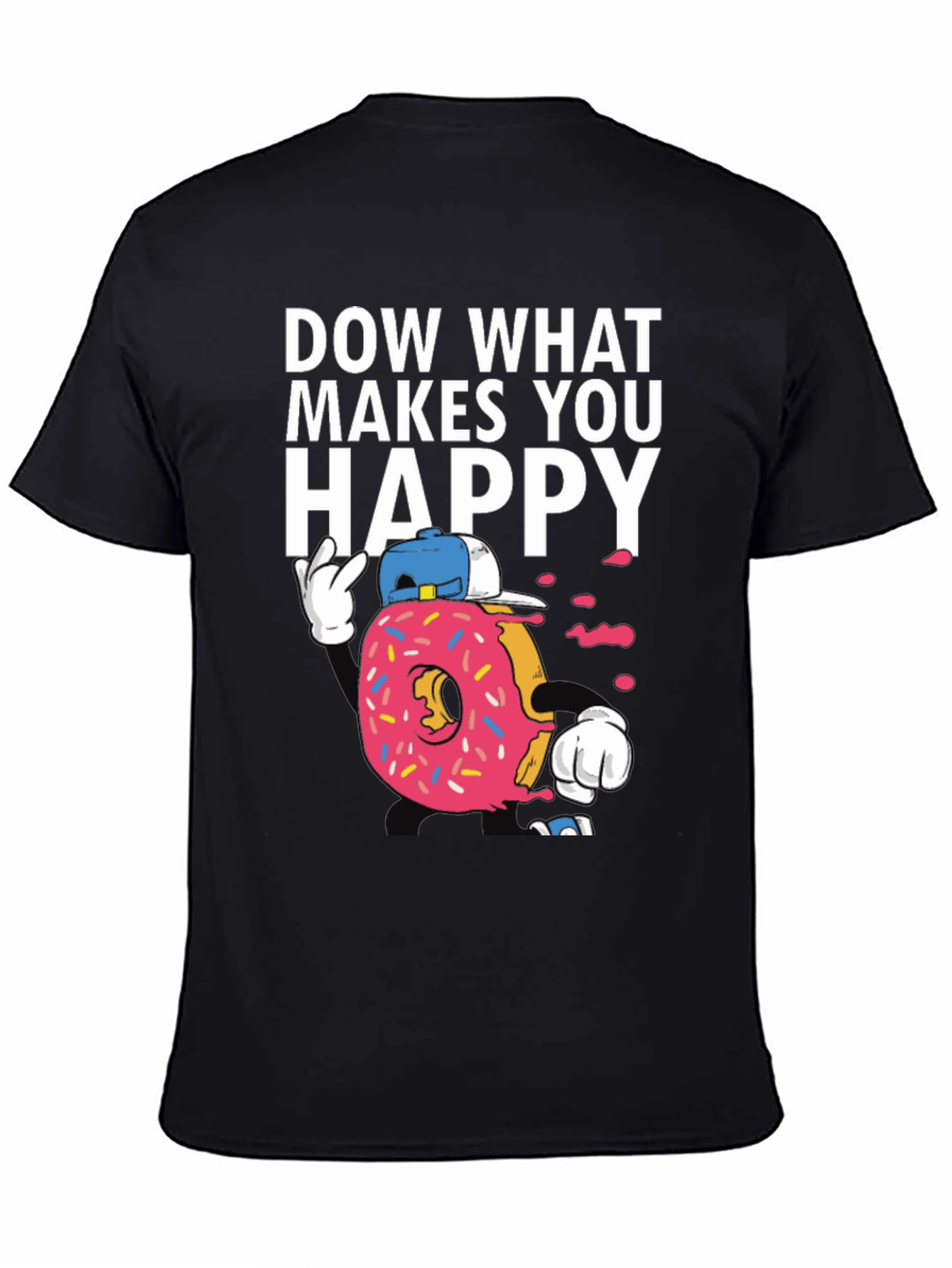 Black Funny Donut Graphic T-Shirt - Do What Makes You Happy view 4