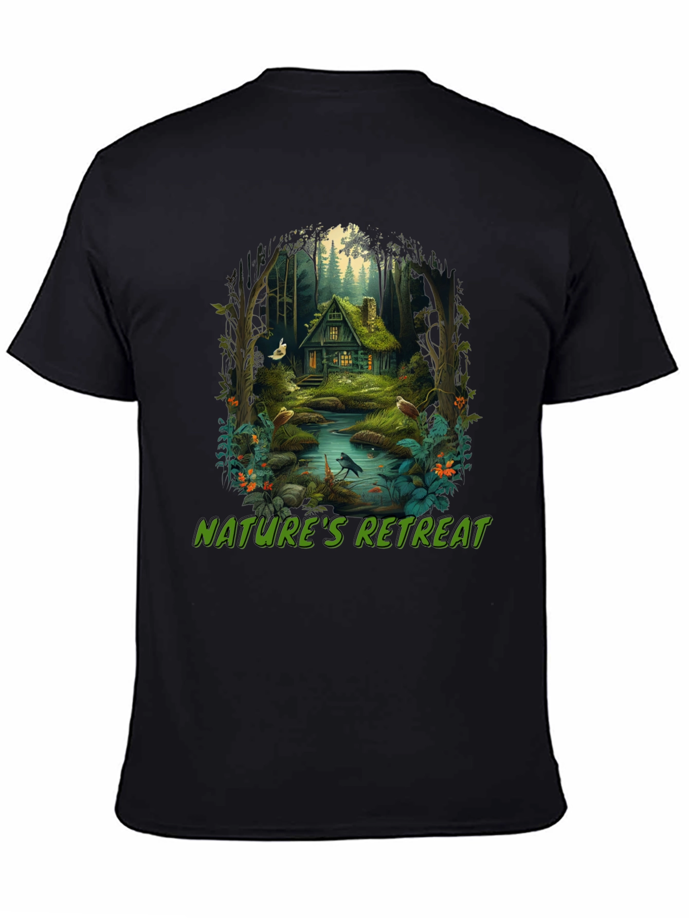 Black Nature's Retreat Graphic Tee - Cottagecore Style view 4