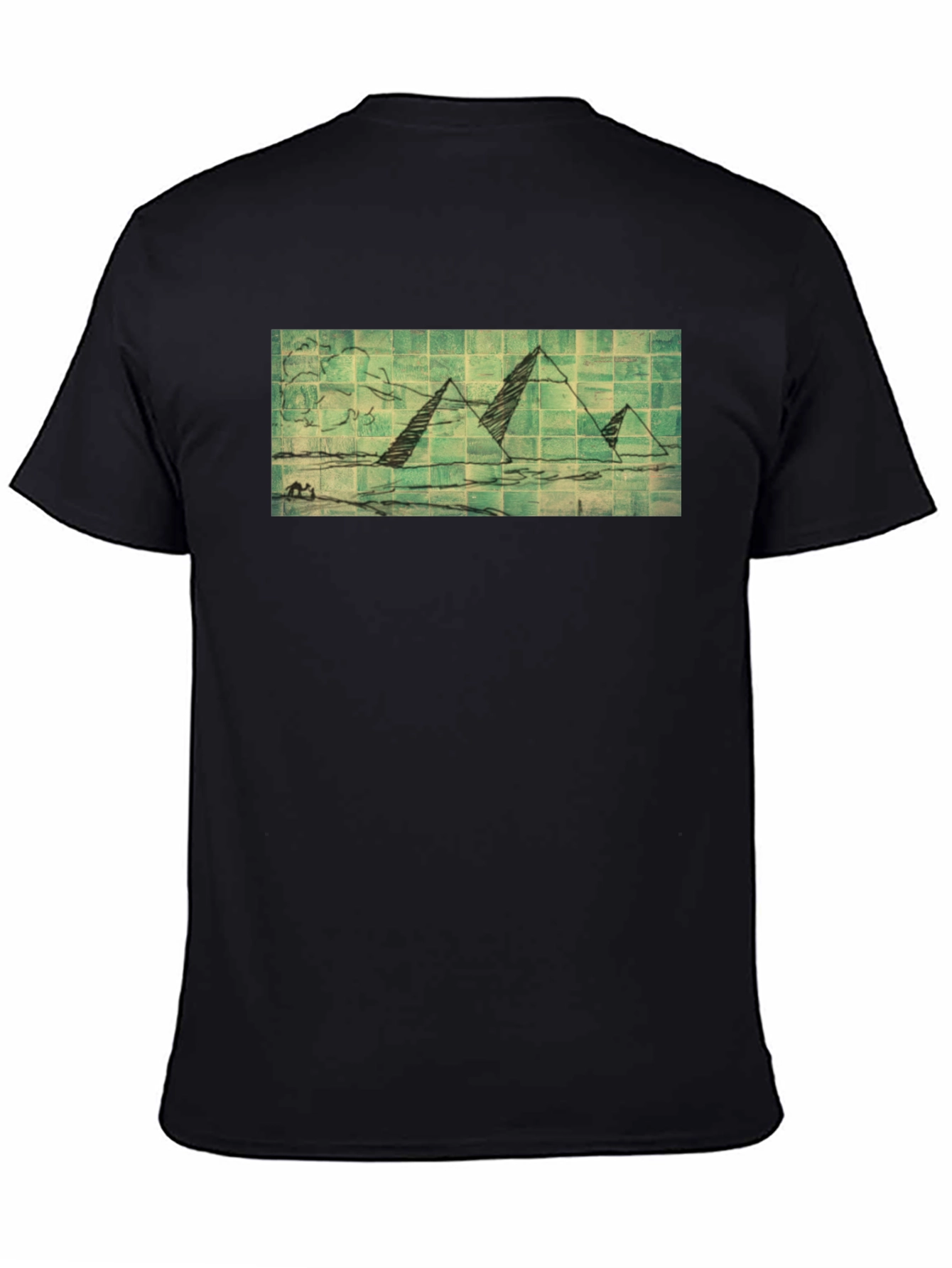 Black Pyramid Sketch Graphic Tee - Black Cotton T-Shirt view 4