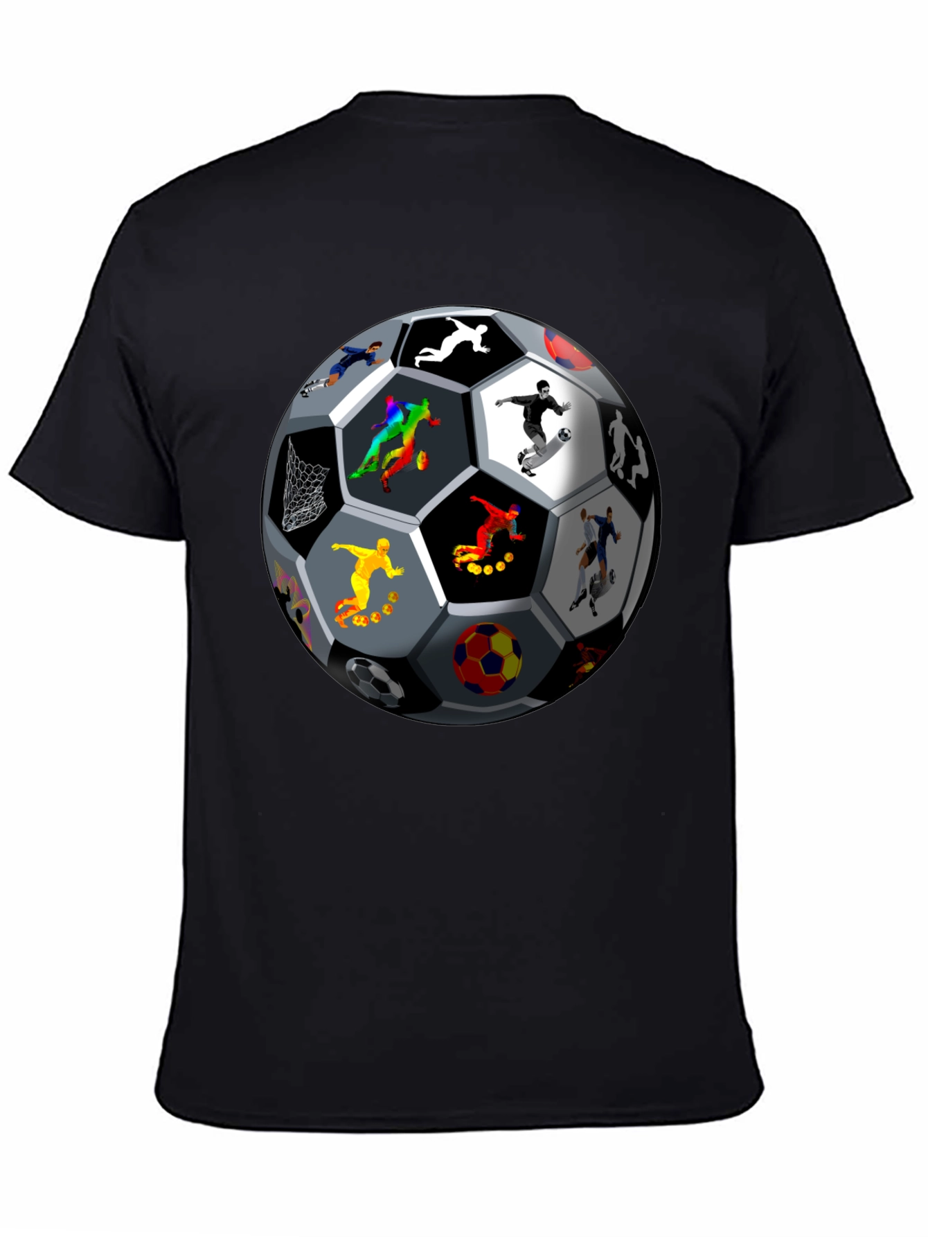 Black Soccer Ball Players Graphic T-Shirt view 4