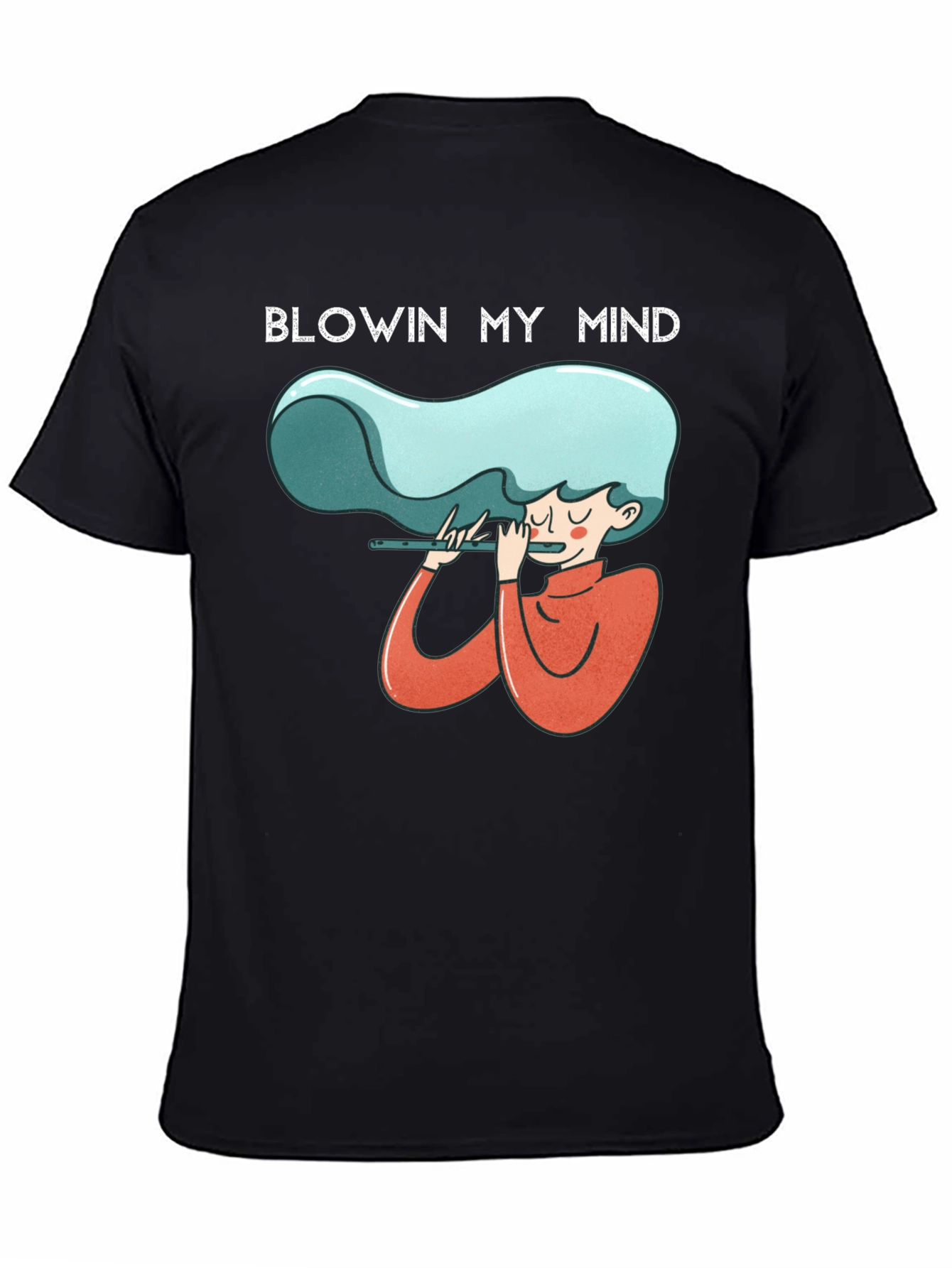 Black Blowin My Mind Flute Player Graphic Tee - Unisex view 4