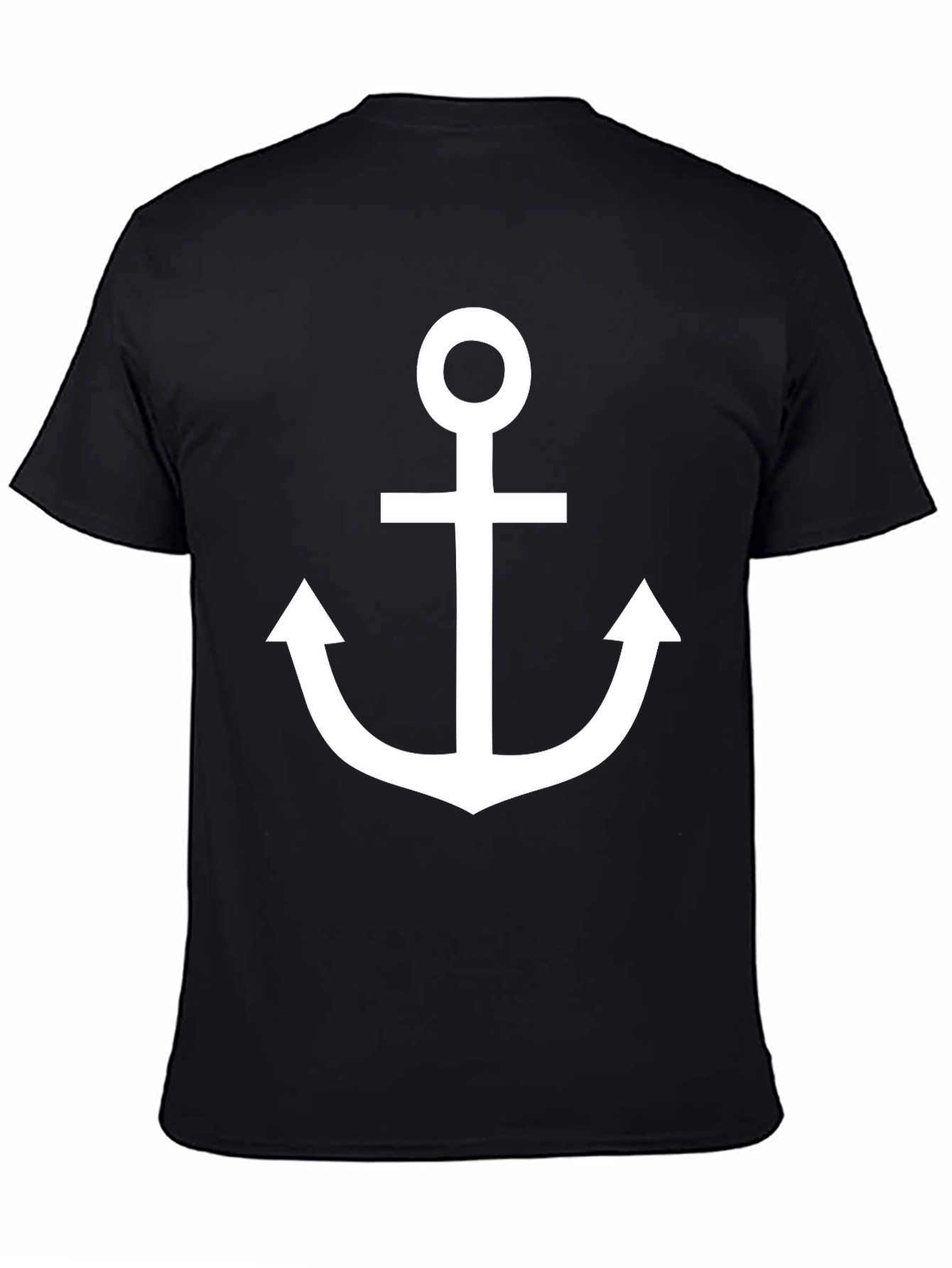 Black Nautical Anchor Graphic T-Shirt - Classic Black Cotton Tee view 4