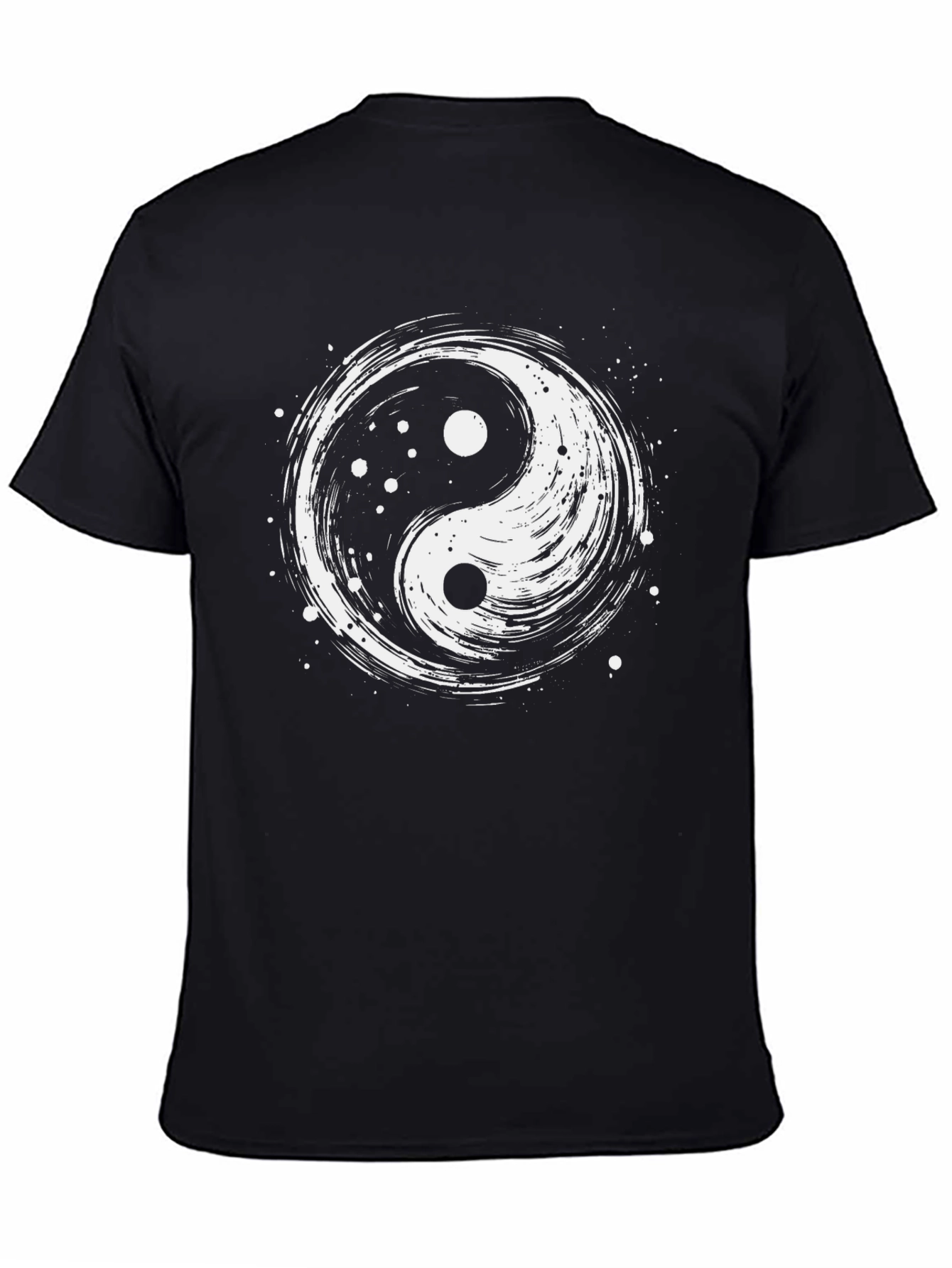 Black Yin Yang Graphic T-Shirt - Black Cotton Tee view 4
