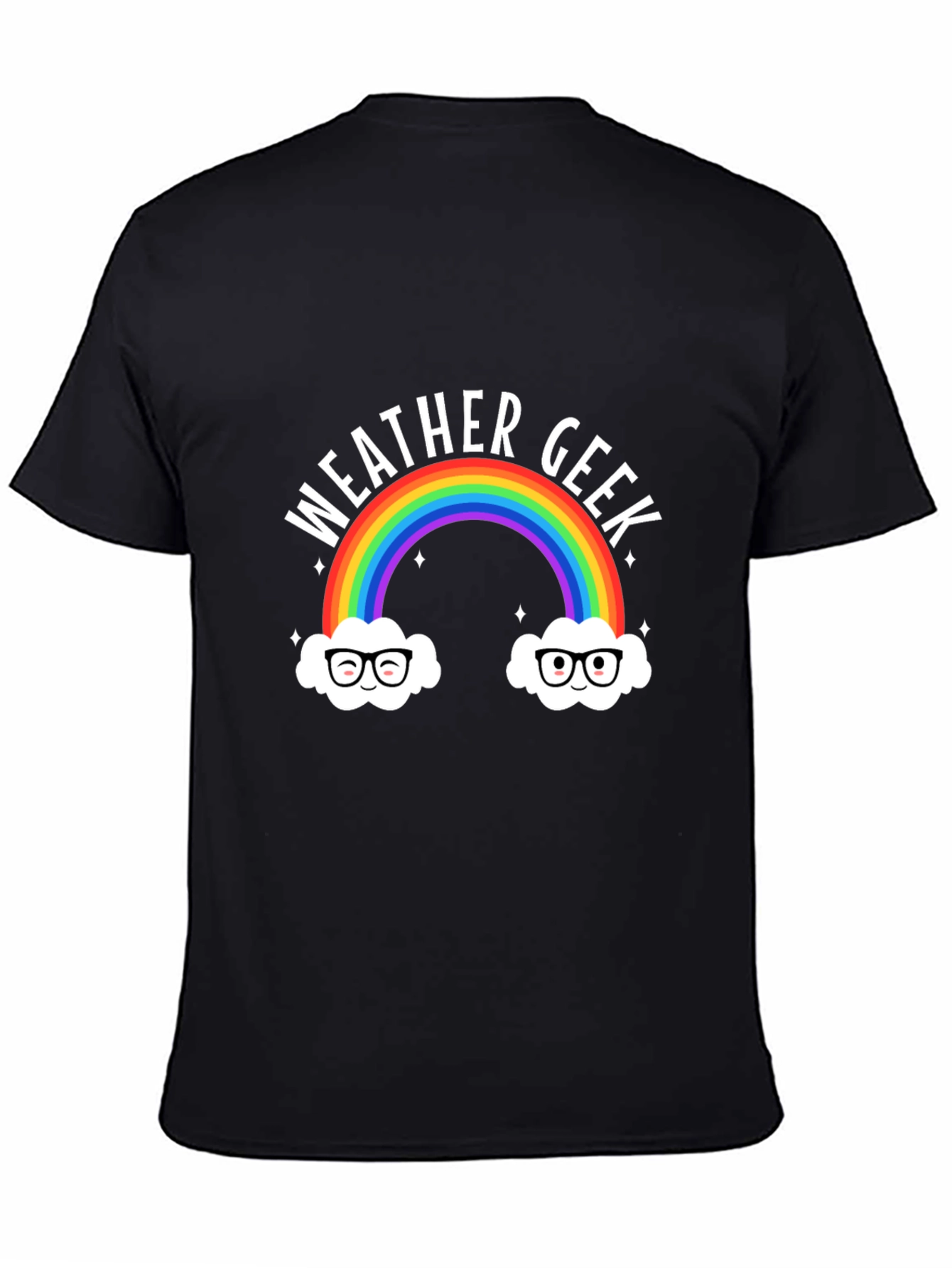 Black Weather Geek Rainbow T-Shirt - Funny Graphic Tee view 4
