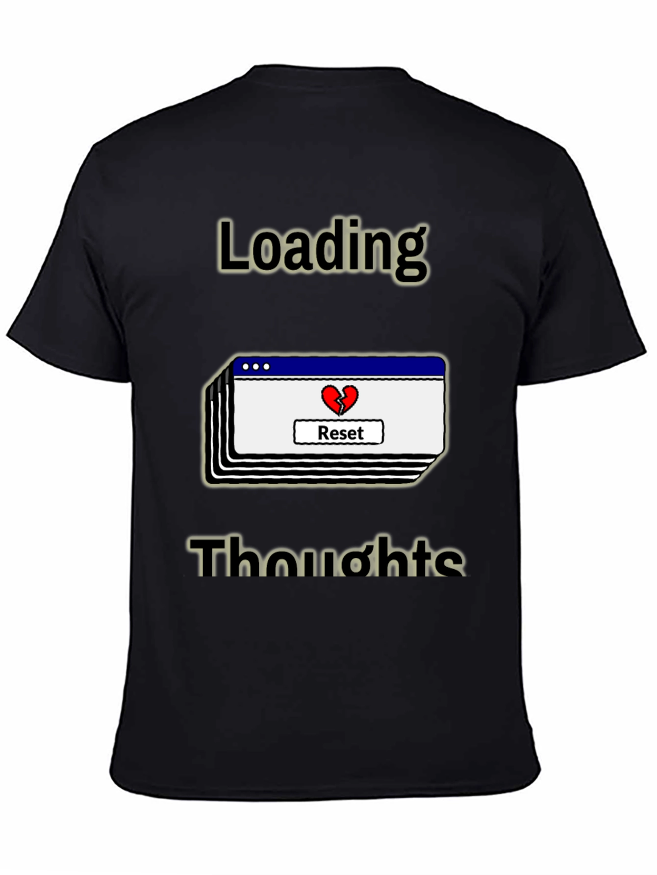 Black Loading Thoughts Graphic Tee - Reset Your Mind view 4