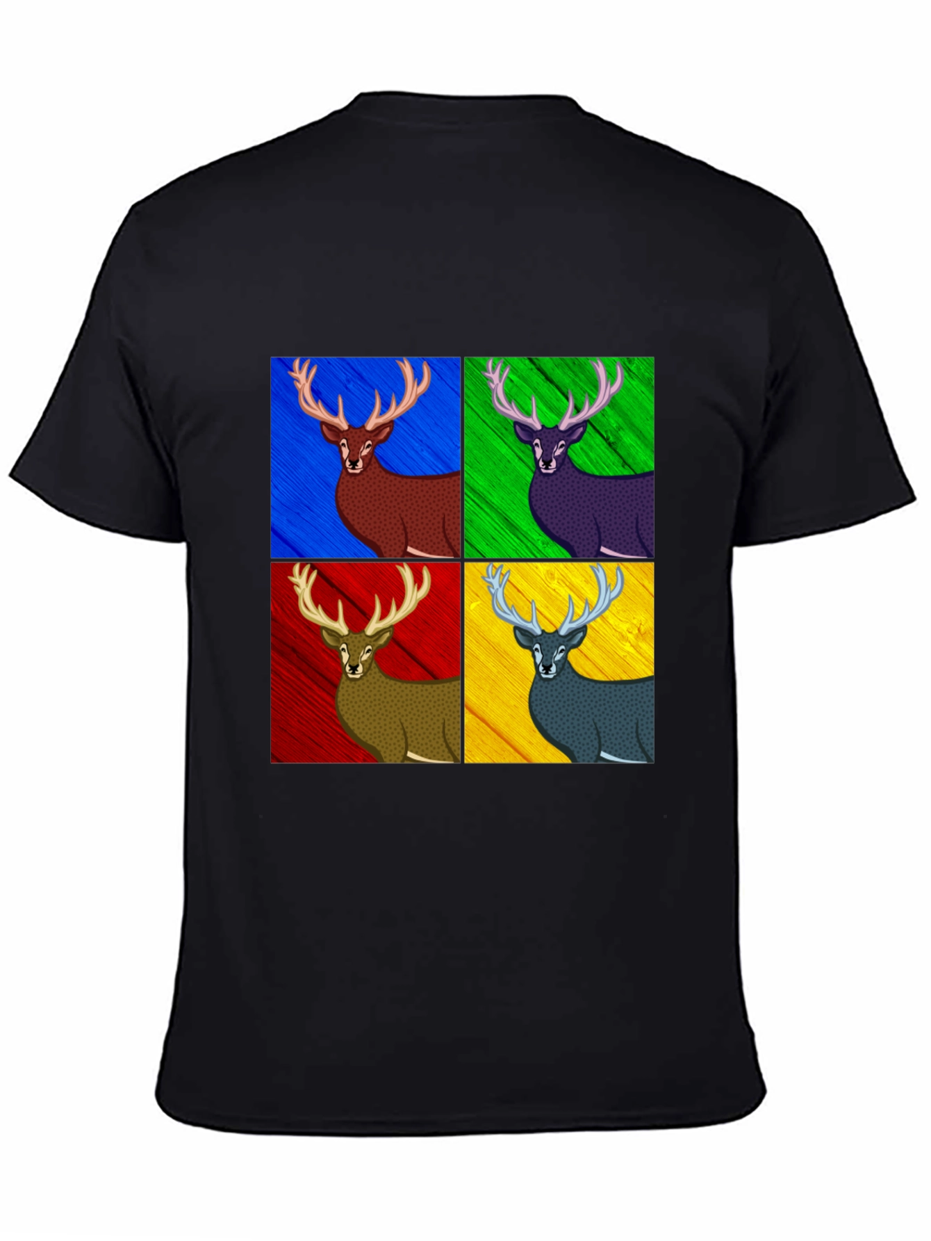 Black Pop Art Deer Graphic Tee - Black Cotton Blend view 4