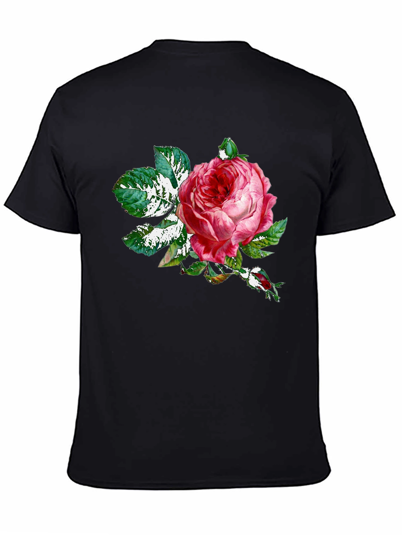 Black Rose Graphic Tee - Black Cotton T-Shirt view 4