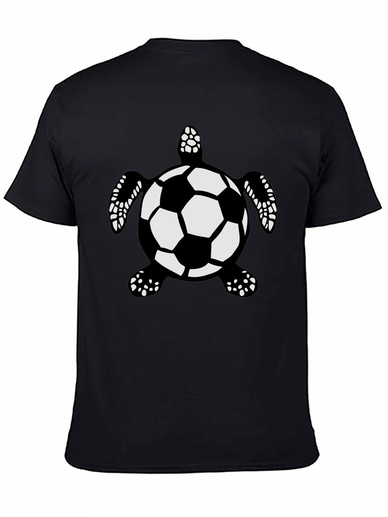 Black Soccer Ball Turtle Black T-Shirt view 4
