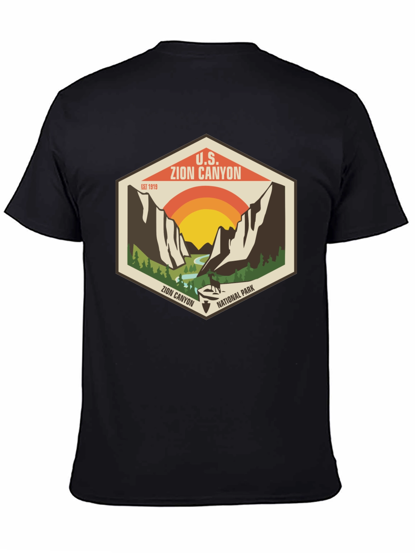 Black Zion Canyon National Park Graphic Tee view 4