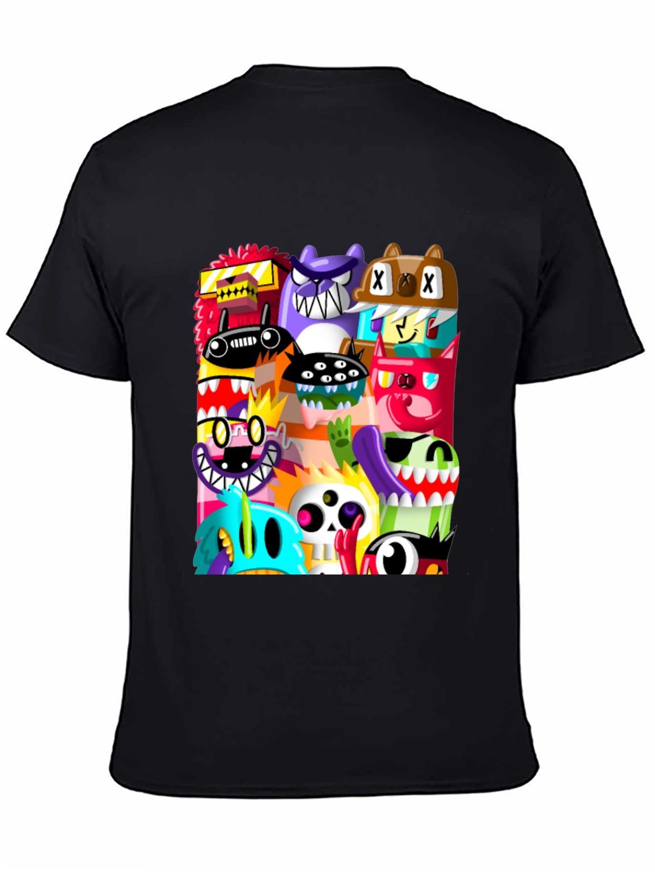 Black Monster Mash Graphic Tee - Unique Cartoon Design view 4