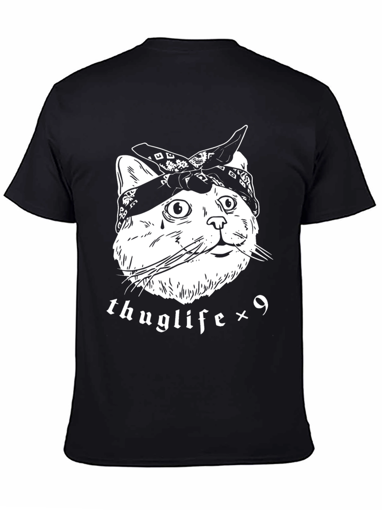 Black Thuglife Cat T-Shirt - Bandana Kitten Tee view 4