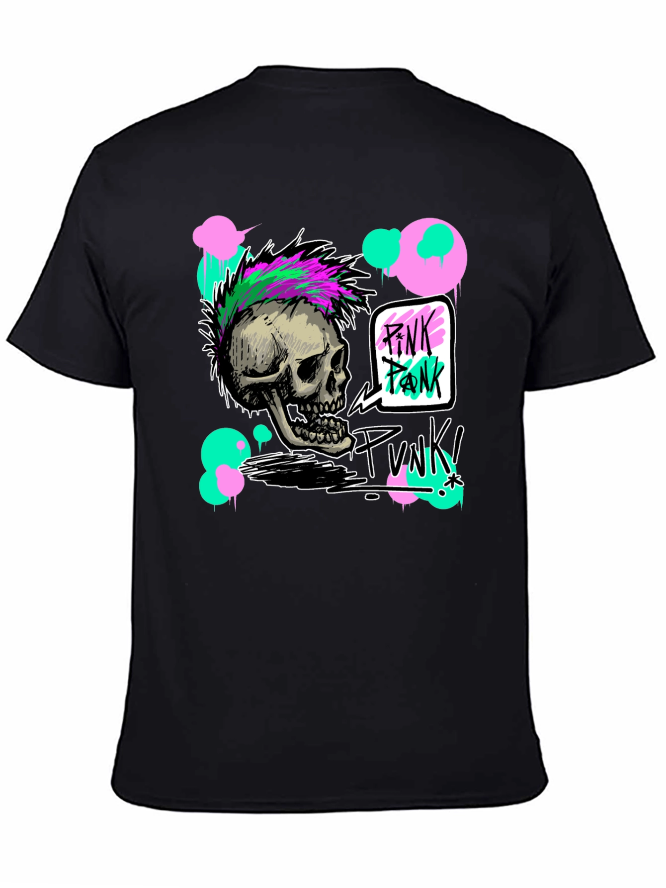 Black Skull Punk Graphic Tee - Edgy Fashion view 4
