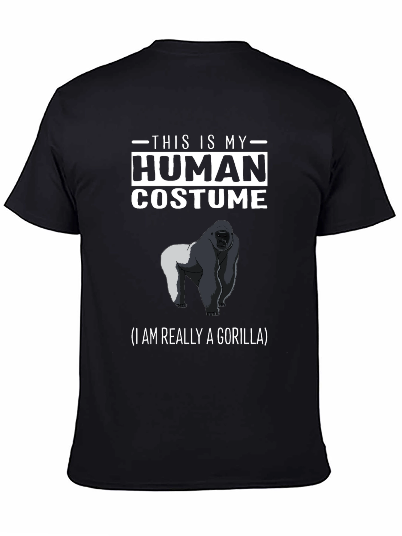 Black Human Costume Gorilla T-Shirt - Funny Animal Tee view 4