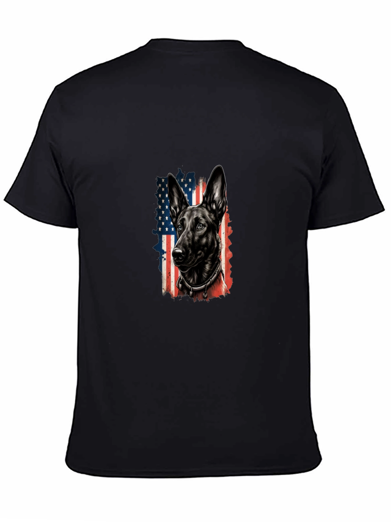 Black Patriotic Dog Graphic Tee - American Flag Dog Shirt view 4