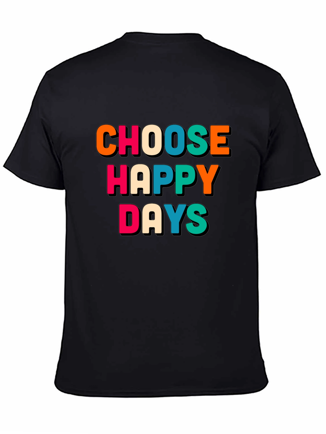 Black Choose Happy Days Graphic Tee - Retro Design view 4