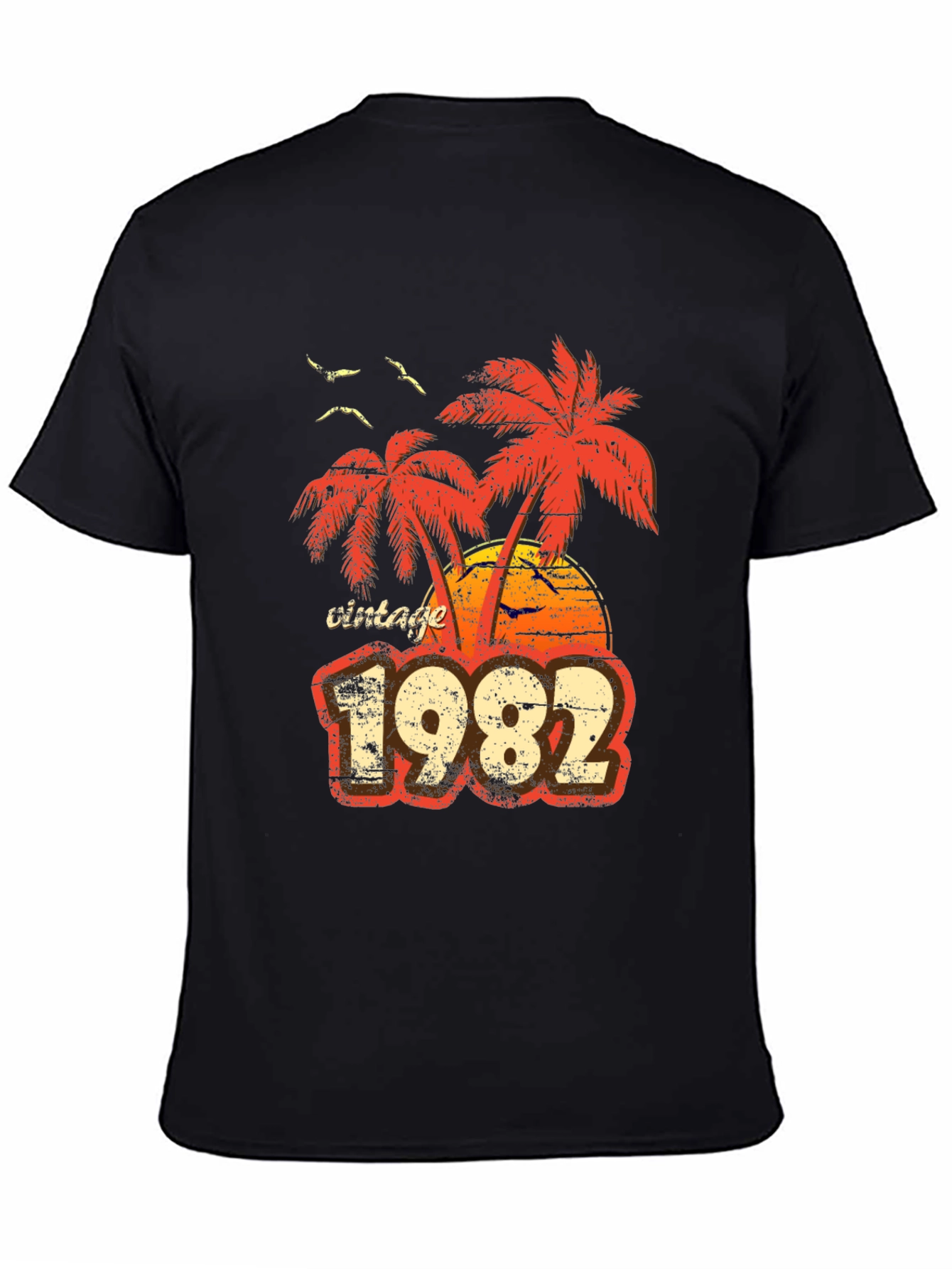 Black Vintage 1982 Palm Tree T-Shirt Retro Style view 4