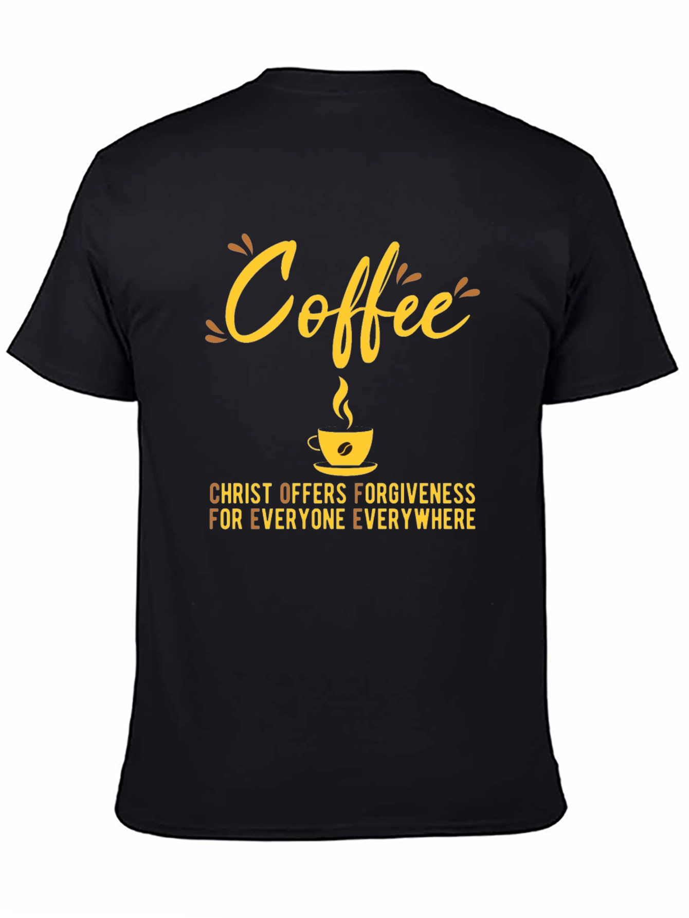 Black Coffee Christ Offers Forgiveness T-Shirt view 4