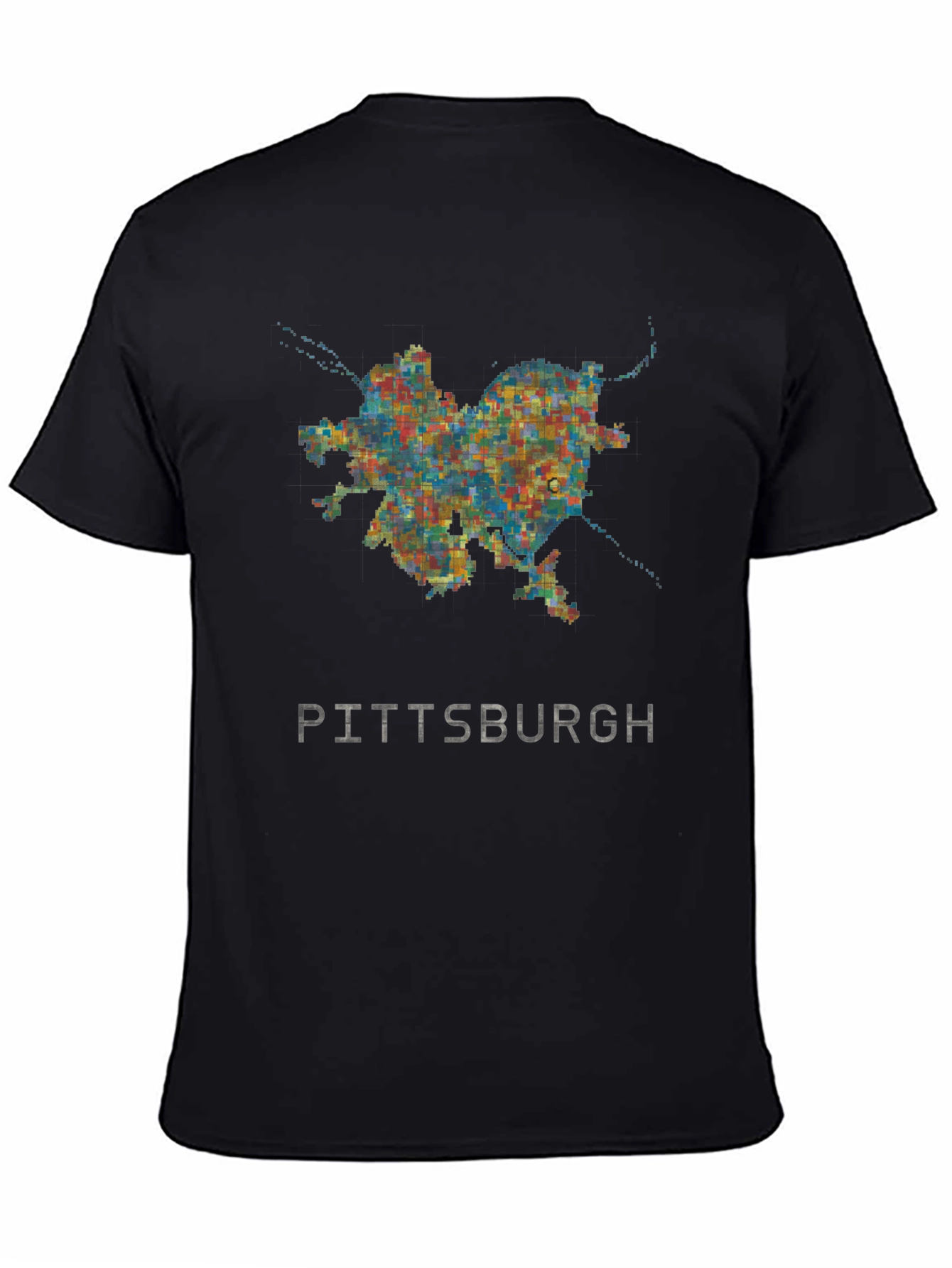 Black Pittsburgh City Map Graphic Tee - Black view 4