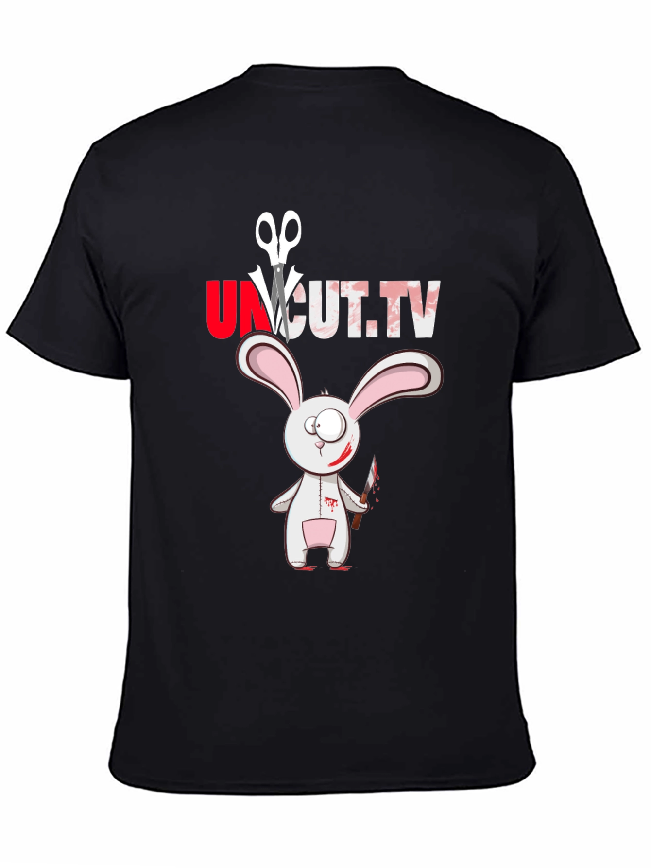 Black Uncut.tv Scary Rabbit T-Shirt view 4