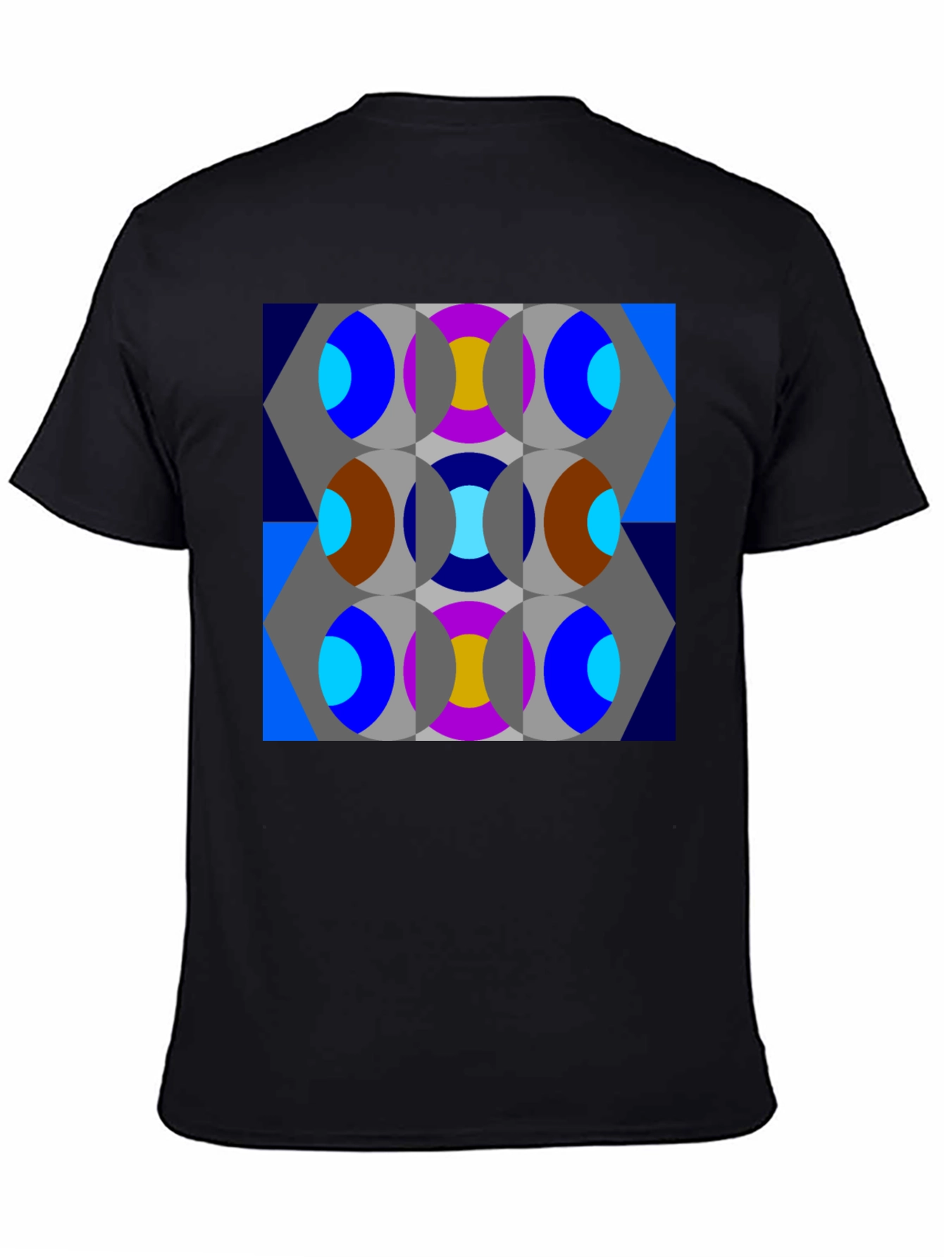 Black Abstract Geometric Patterned T-Shirt view 4