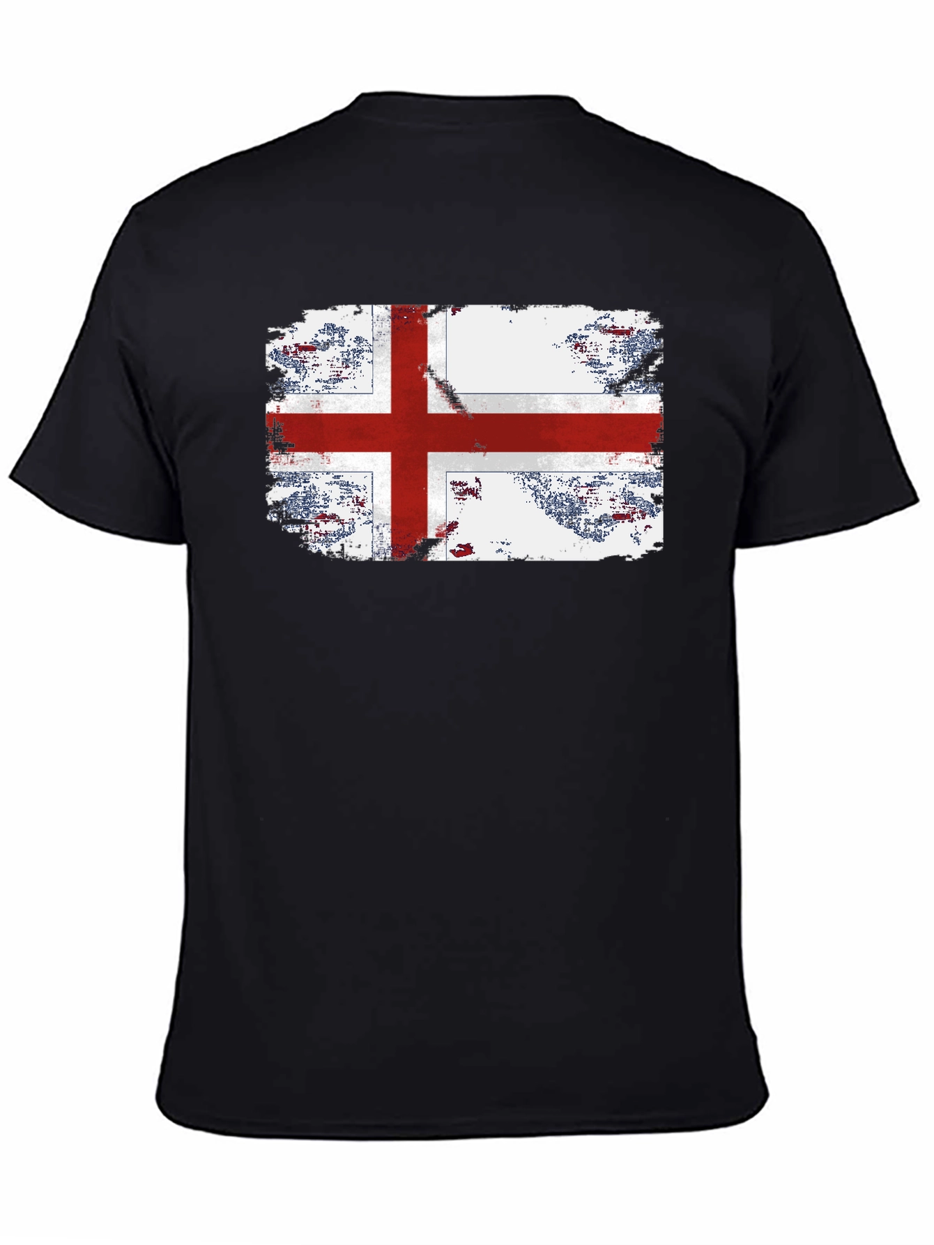 Black England Flag Grunge Graphic T-Shirt view 4