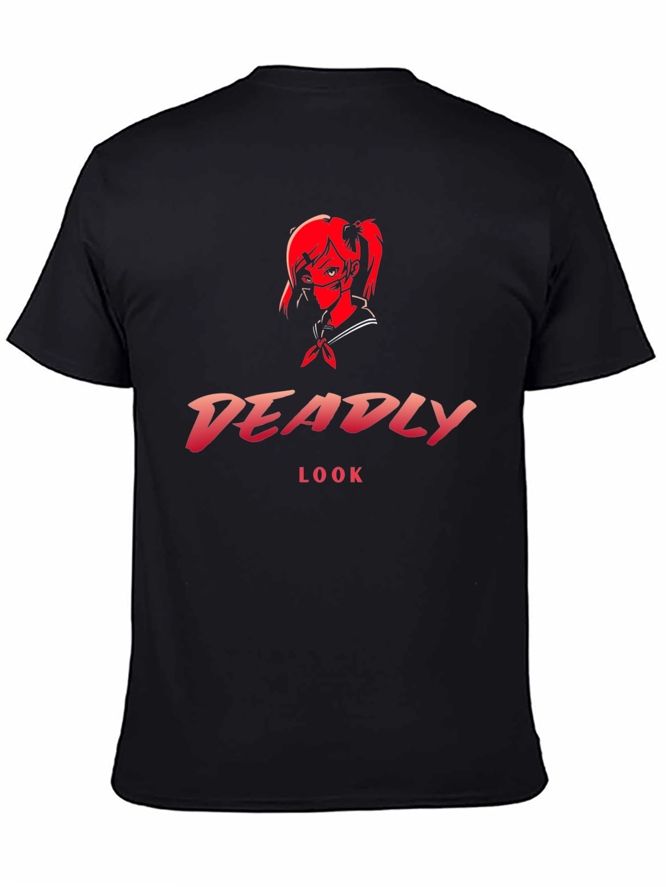 Black Deadly Look Graphic Tee - Anime Style T-Shirt view 4