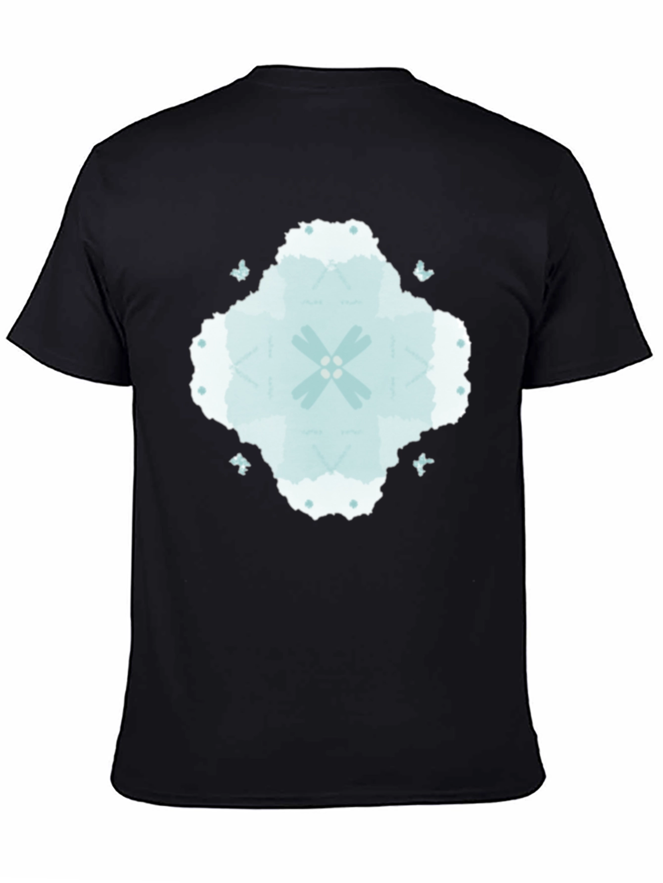 Black Abstract Pattern Crew Neck Tee - Black view 4