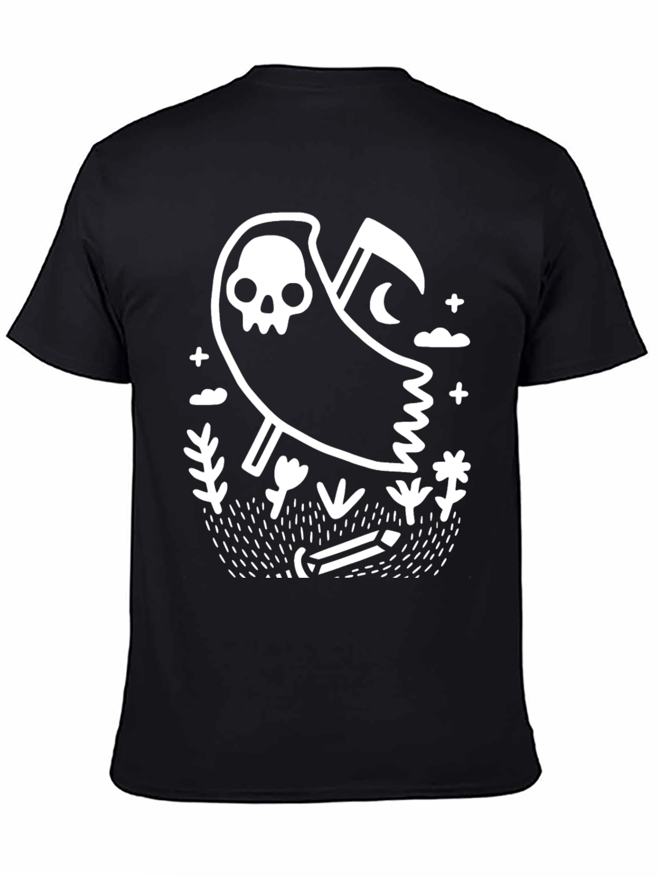 Black Grim Reaper Graphic T-Shirt - Black Cotton Tee view 4
