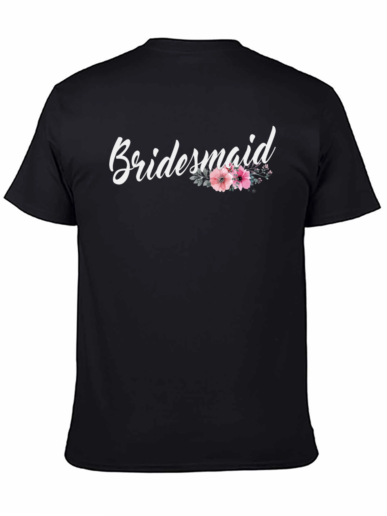Black Bridesmaid Floral Graphic T-Shirt - Black view 4