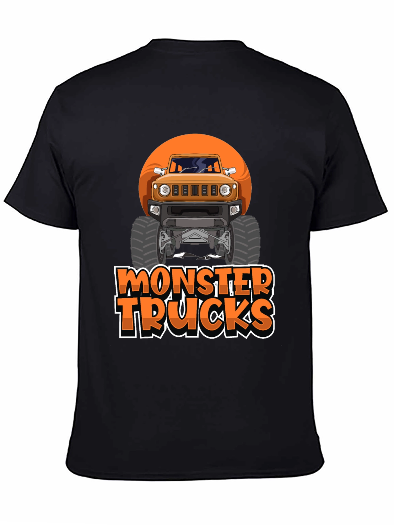 Black Monster Trucks Graphic Tee -  Black Crew Neck T-Shirt view 4