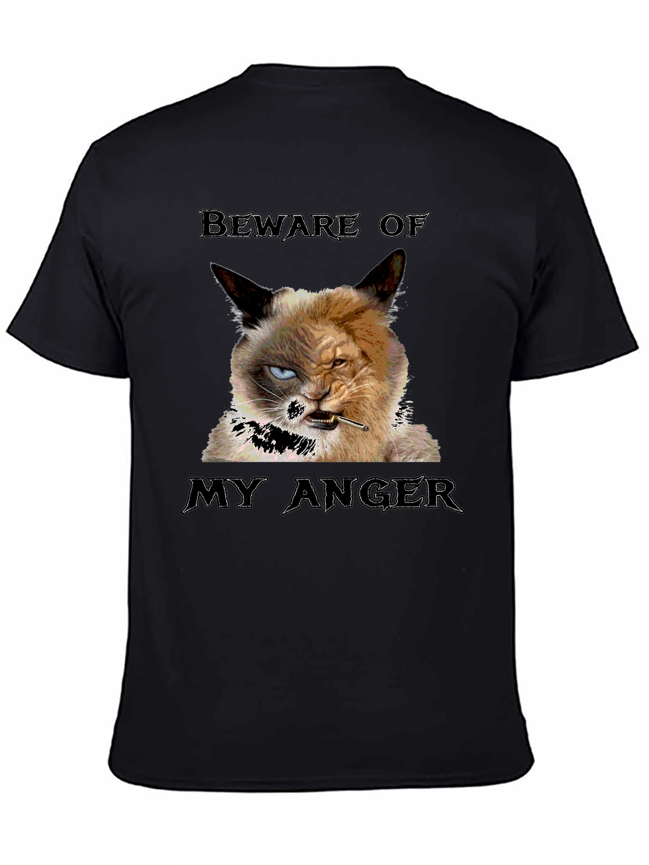 Black Grumpy Cat T-Shirt - Beware My Anger view 4