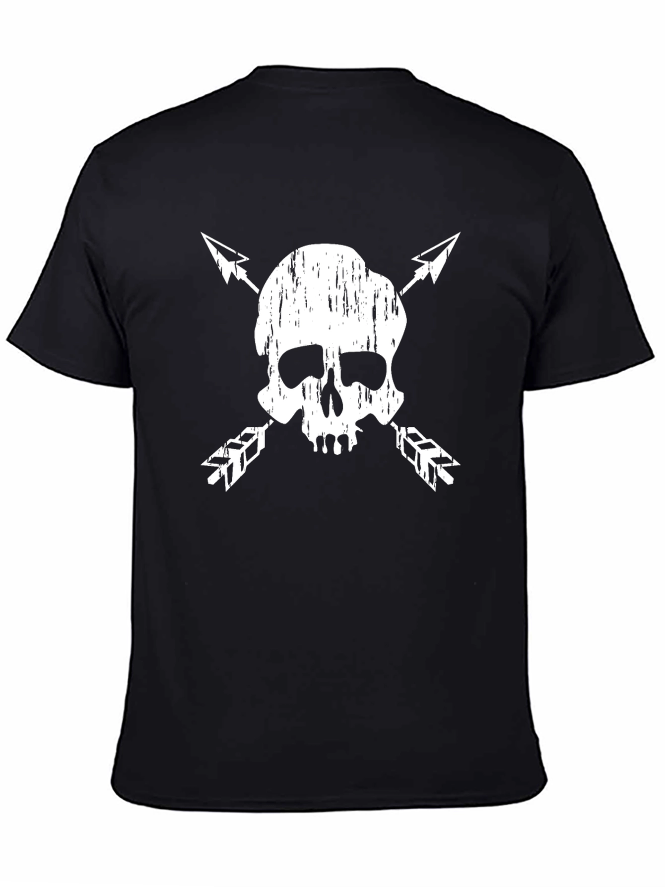 Black Skull & Arrow Graphic Tee - Black Cotton Blend view 4
