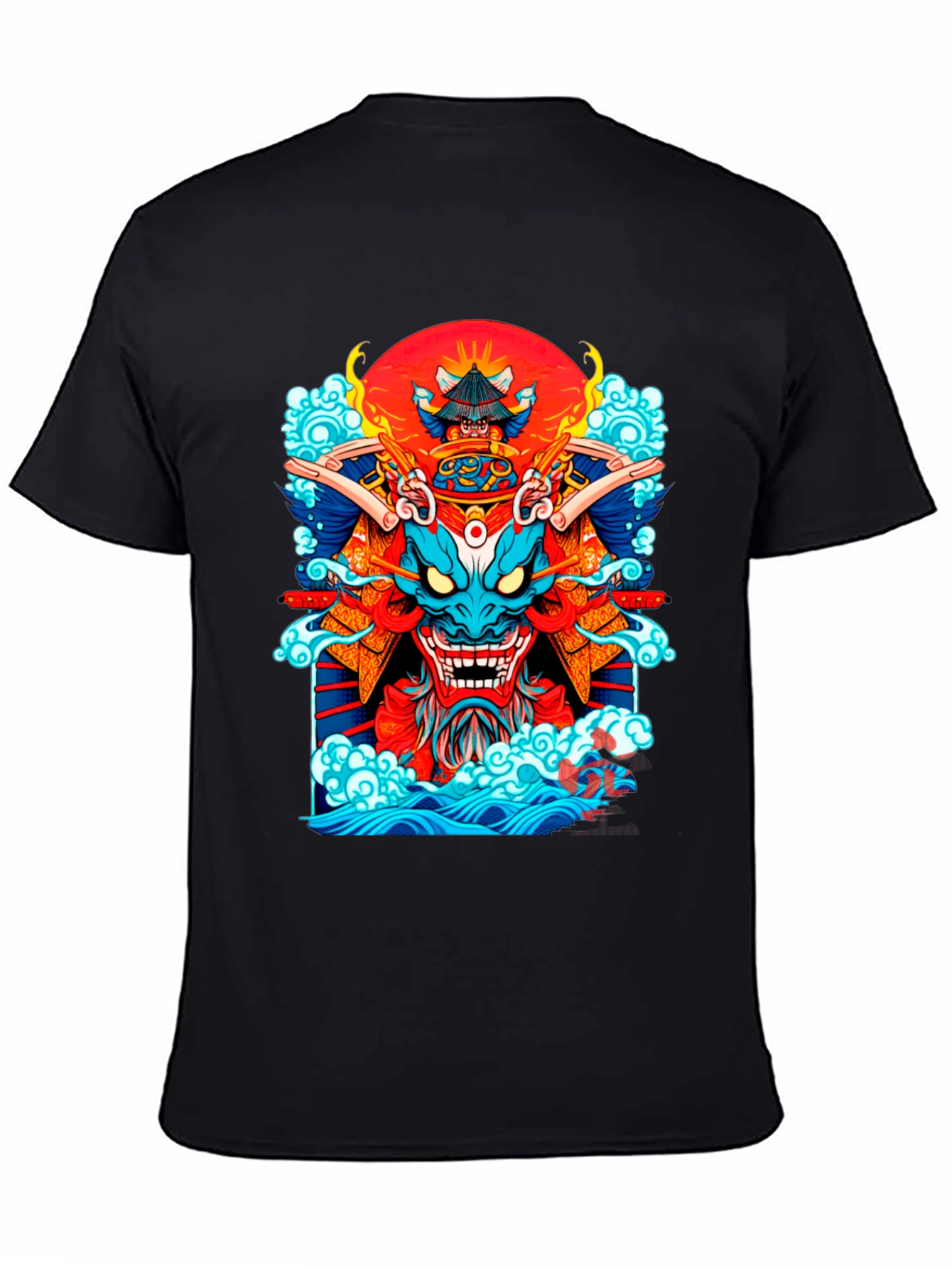 Black Samurai Dragon Graphic Black T-Shirt view 4