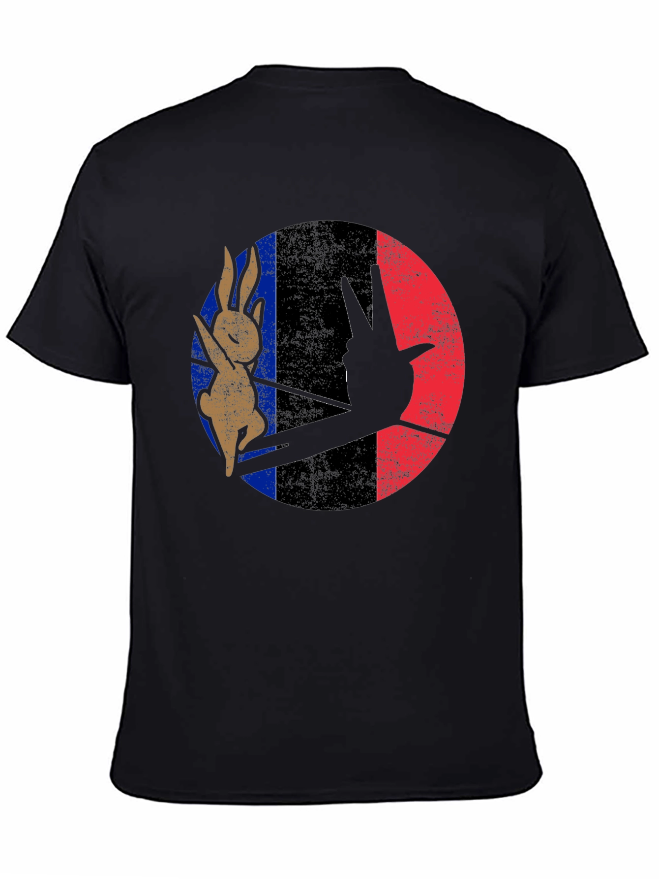 Black Retro Bunny Peace Sign Graphic Tee view 4