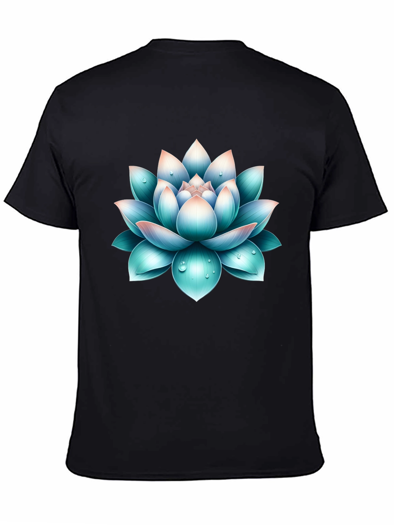 Black Lotus Flower Graphic Print Black T-Shirt view 4