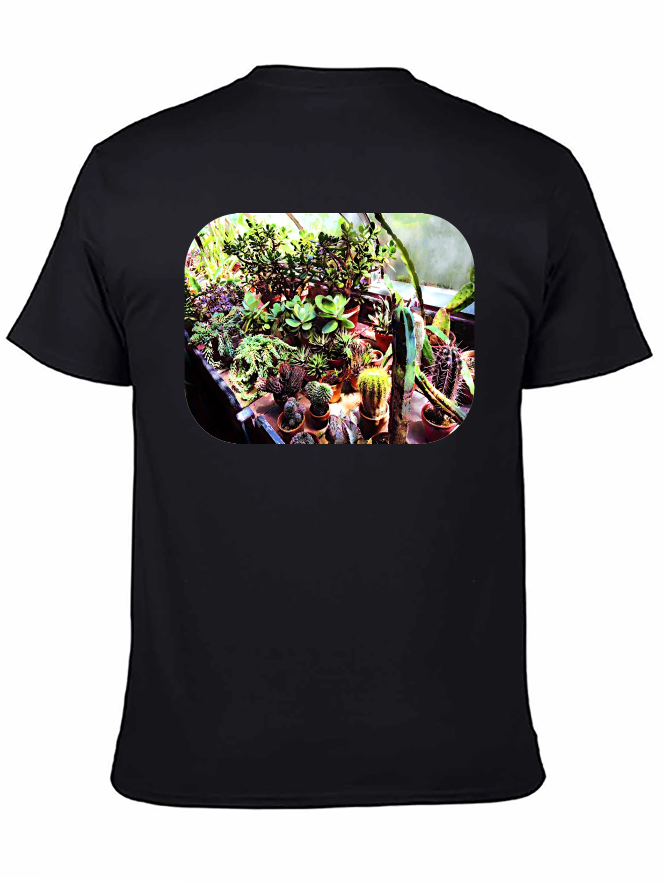 Black Trendy Cactus Garden T-Shirt - Unique Plant Lover Tee view 4