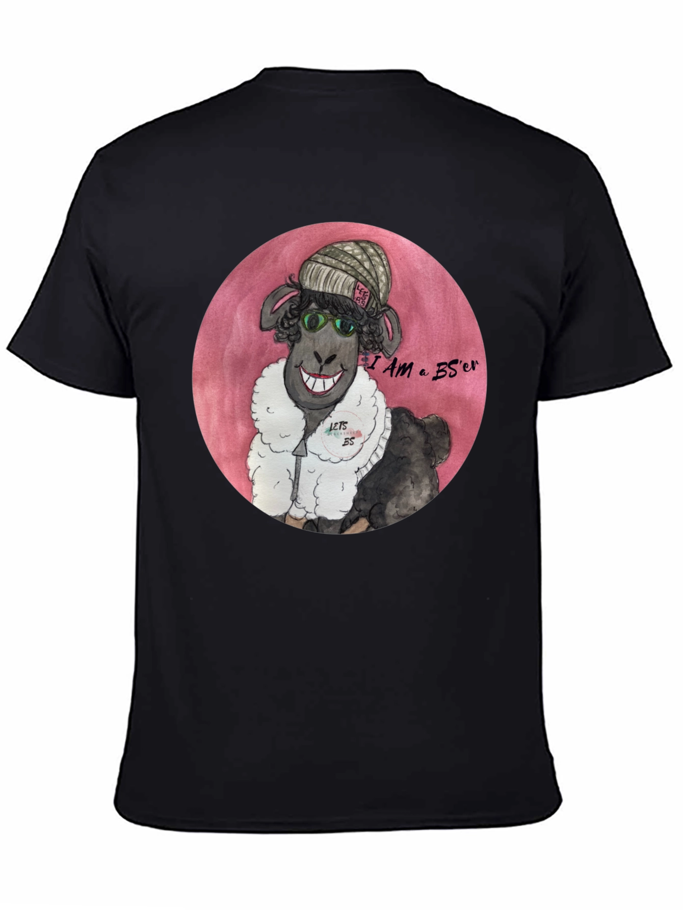Black Black Sheep Humor T-Shirt - I AM a BS'er view 4