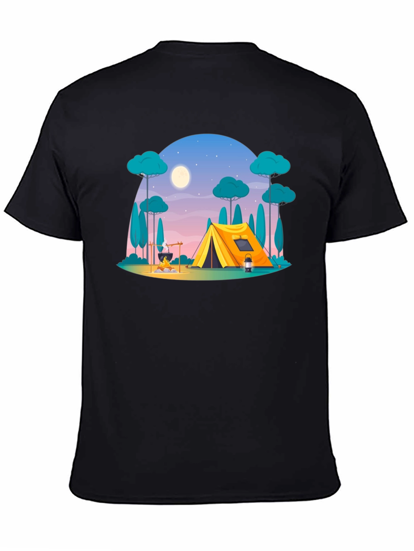 Black Camping Scene Graphic Tee - Outdoor Adventure Shirt view 4