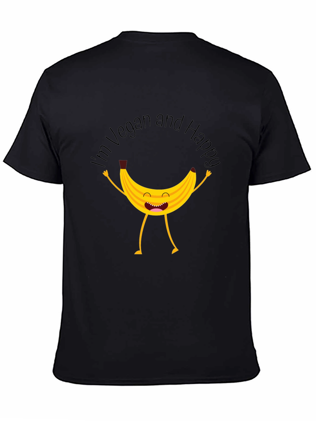 Black Vegan Happy Banana Graphic T-Shirt view 4