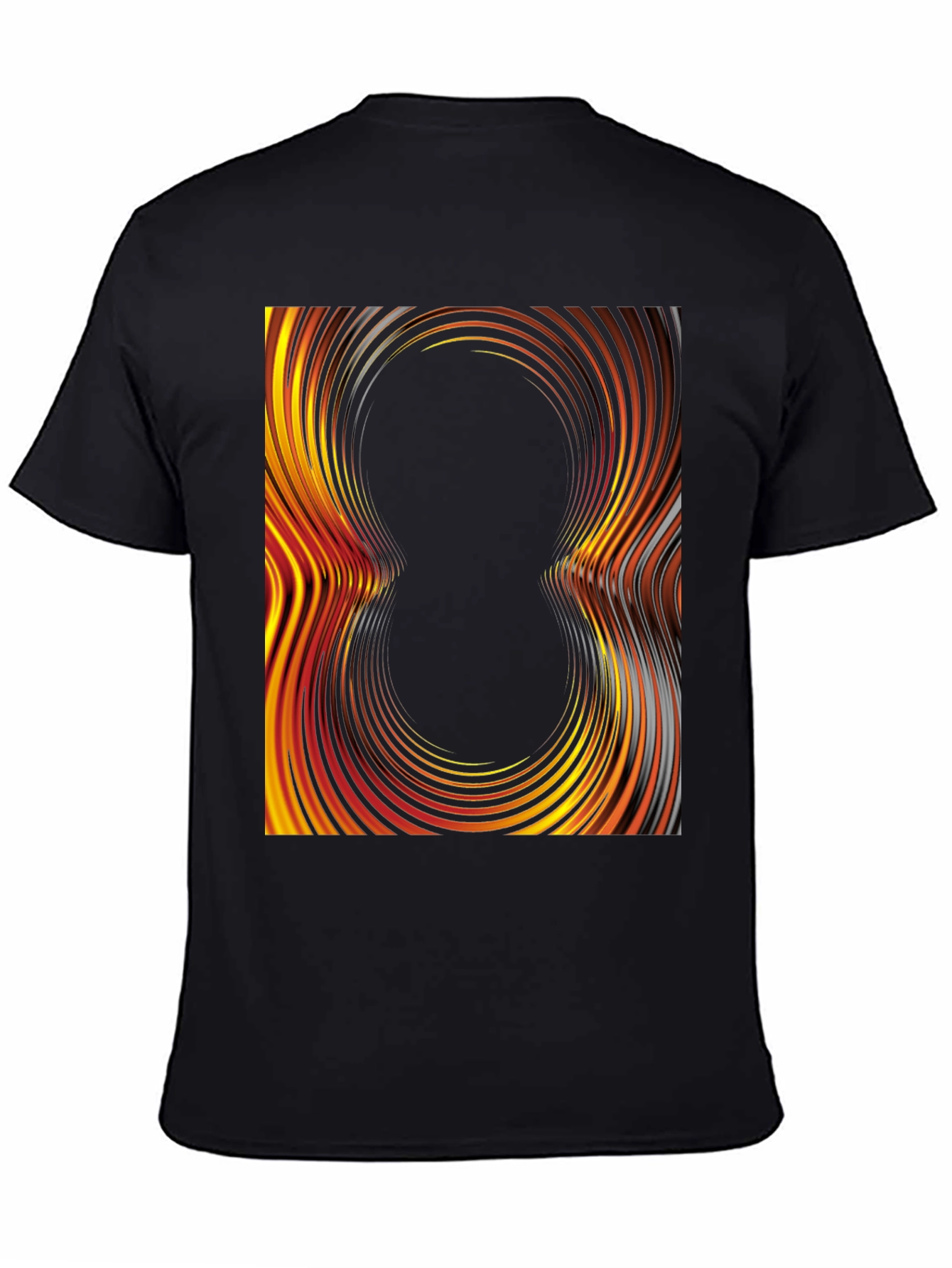 Black Abstract Swirl Graphic Tee - Black Cotton T-Shirt view 4