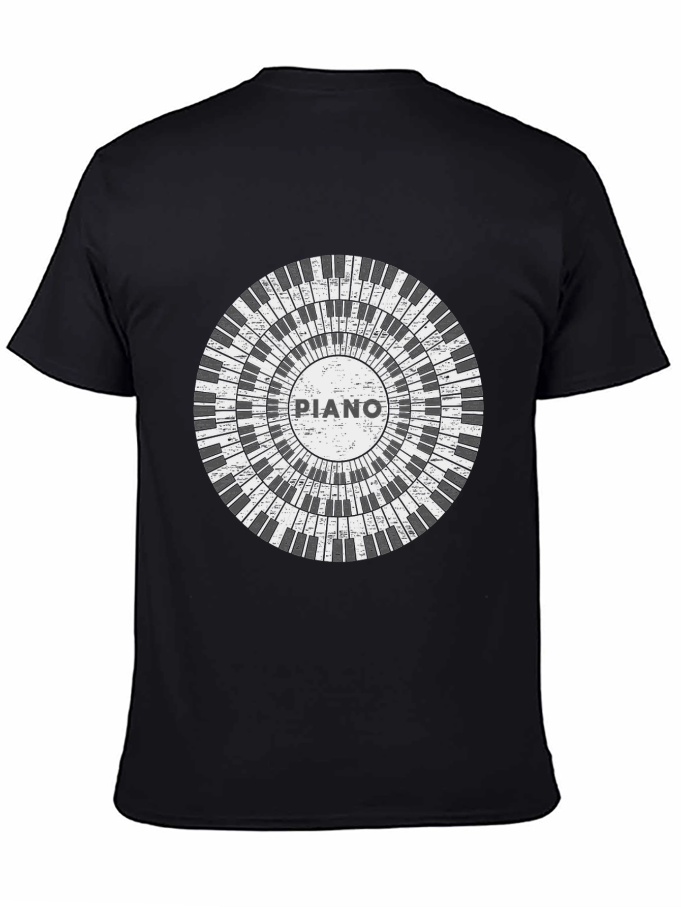 Black Piano Keys Circle Graphic Tee view 4