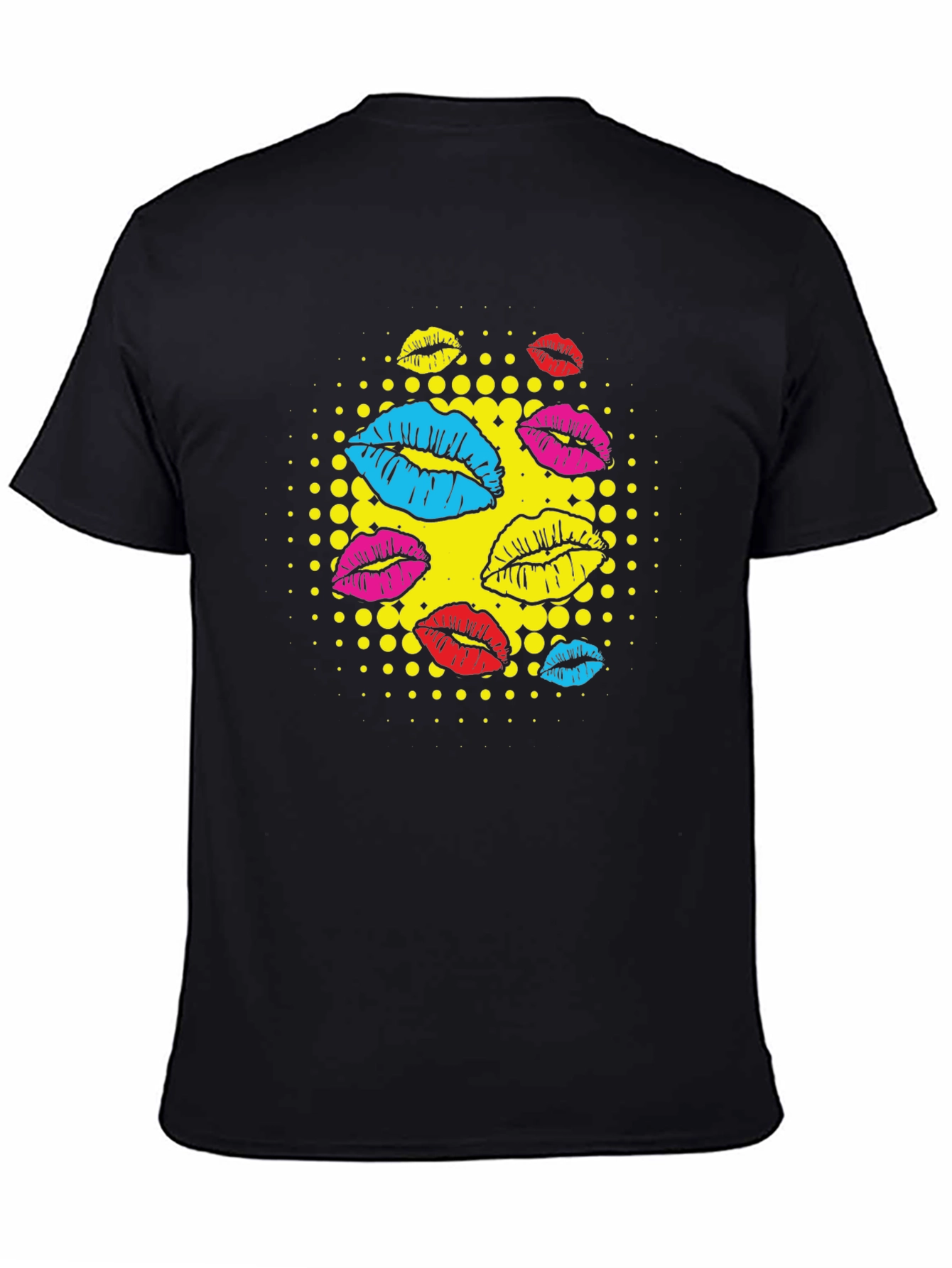 Black Pop Art Lips Graphic T-Shirt - Stylish Casual Wear view 4