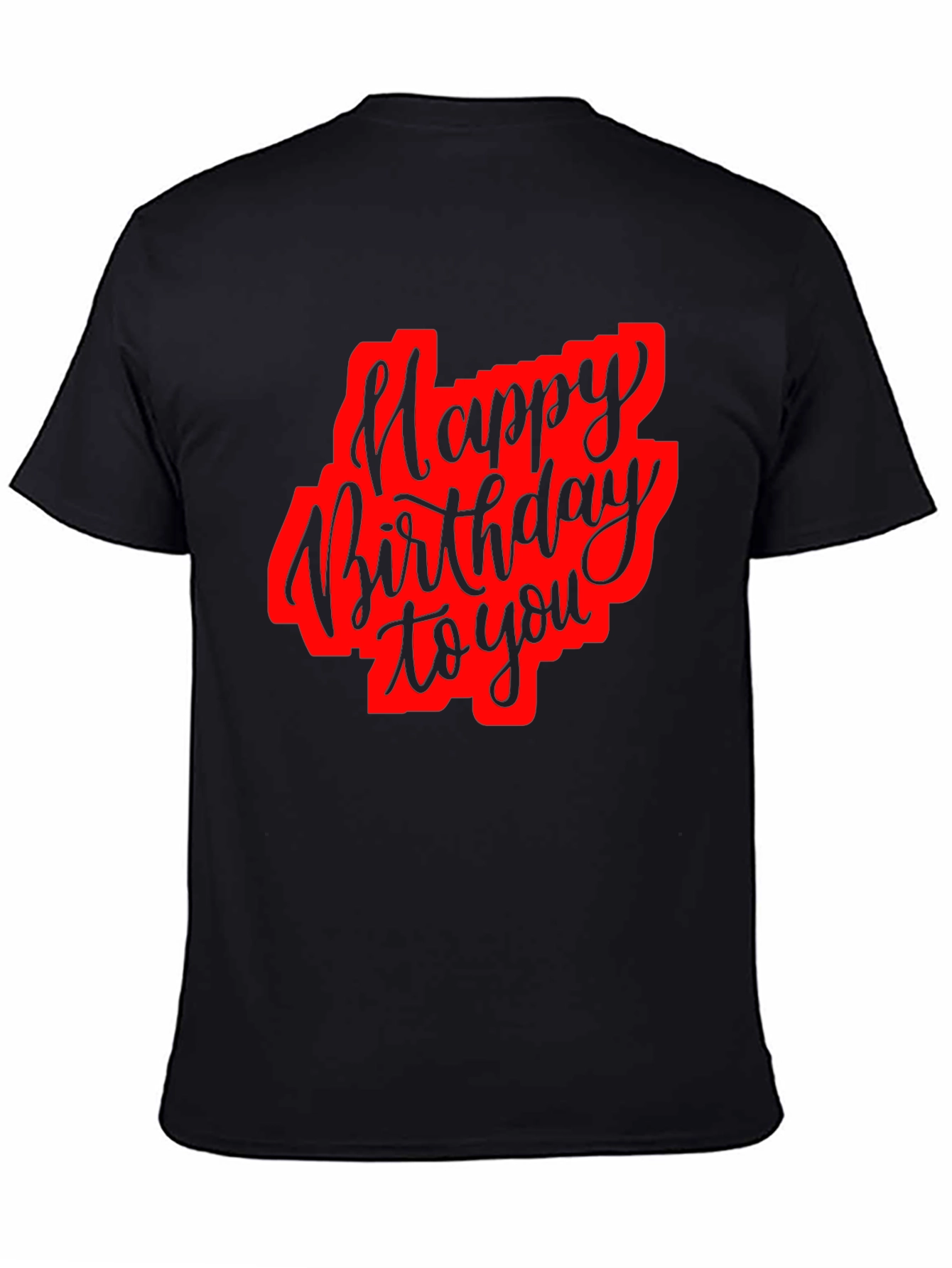 Black Happy Birthday Black Graphic T-Shirt view 4